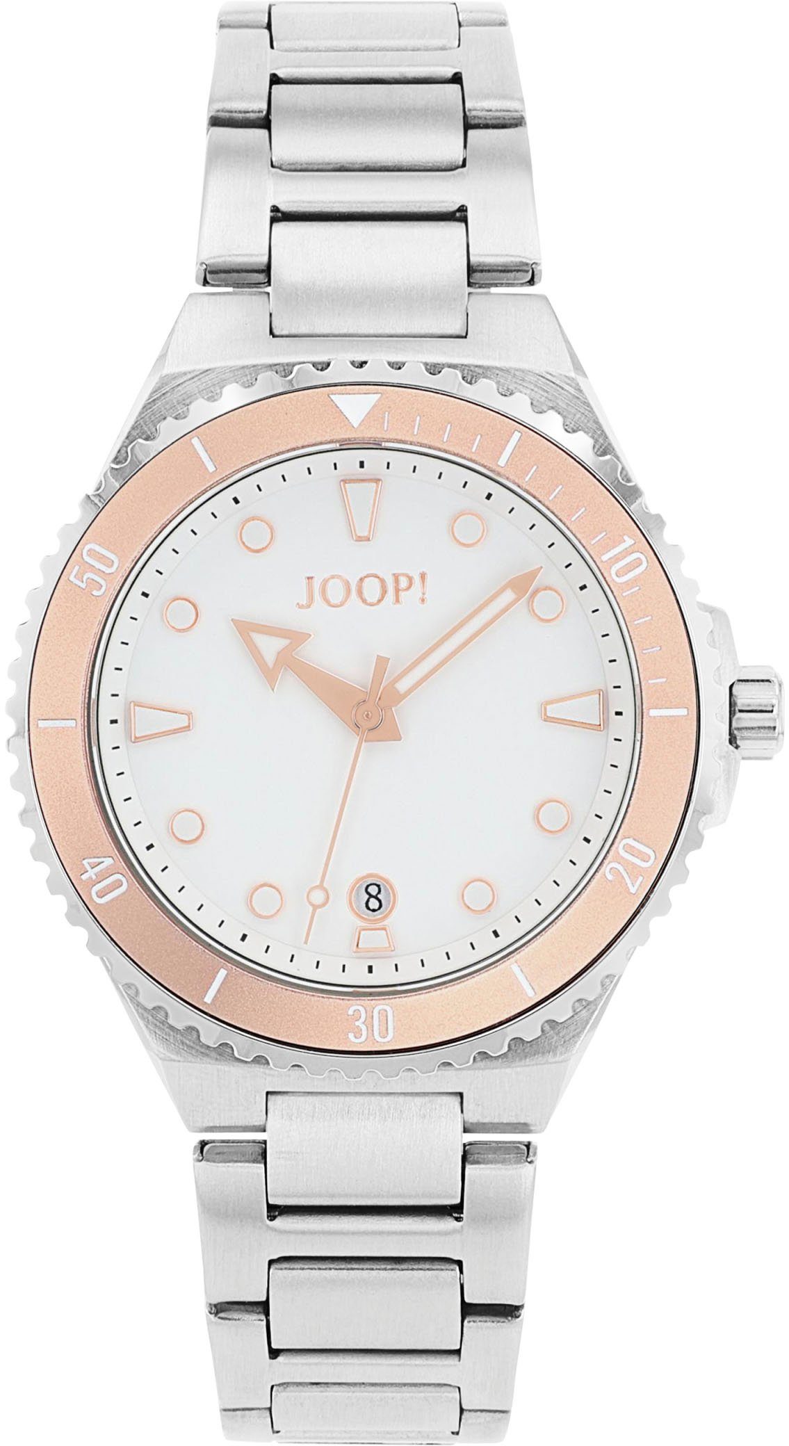 JOOP! Quarzuhr 2037684, Armbanduhr, Damenuhr, analog, Datum, Edelstahlarmband