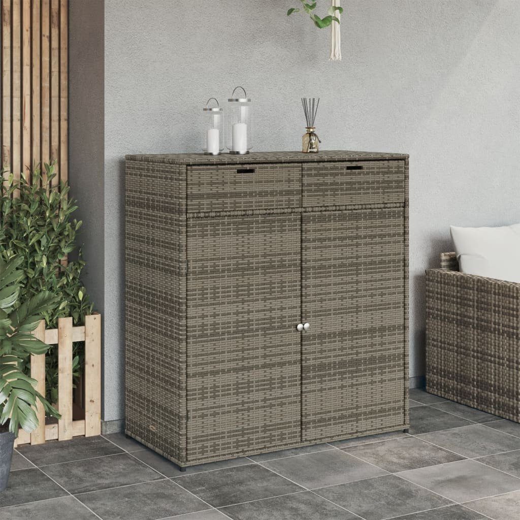 vidaXL Garten-Geräteschrank 105 x 55 x 113 cm Gartenschrank Grau 105x55x113 cm Polyrattan