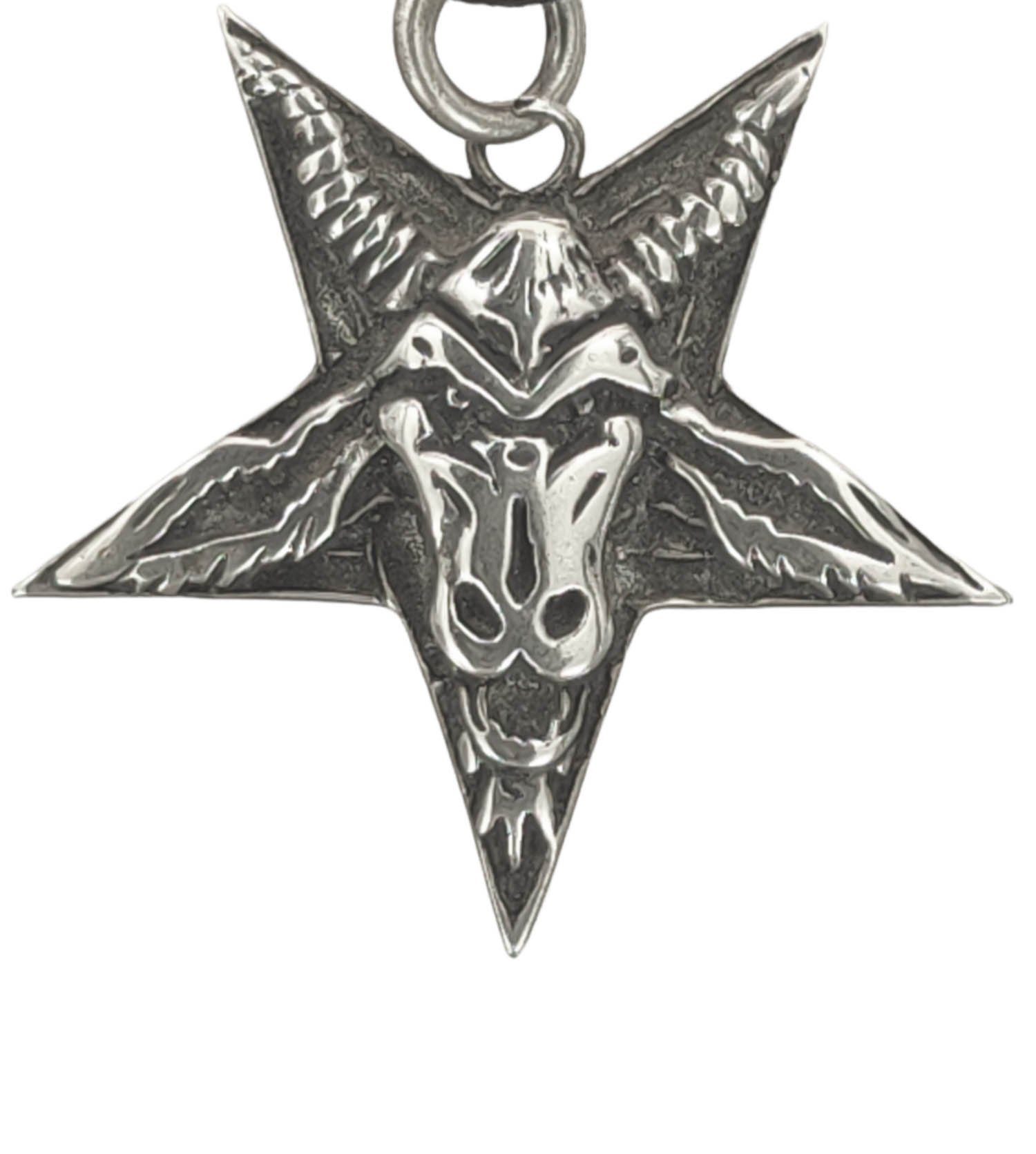 Kiss of Leather Kettenanhänger Anhänger Satanist Ziegenkopf Baphomet Silber Pentagramm 925