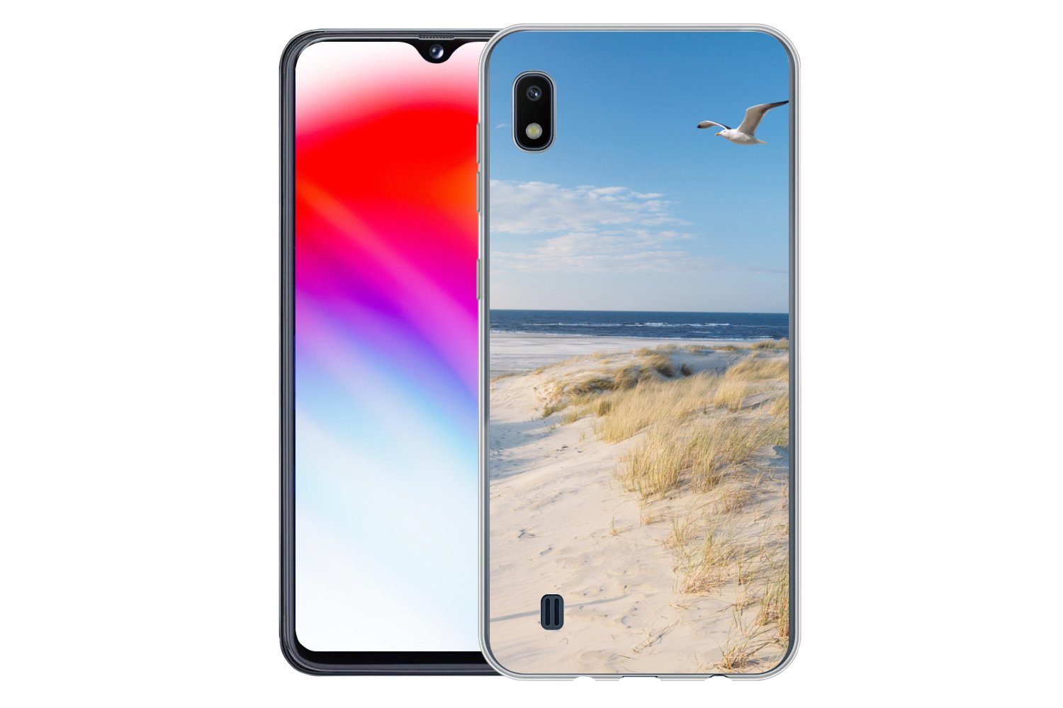 MuchoWow Handyhülle für Samsung Galaxy A10 Düne - Möwe - Strand - Meer - Sonne, Smartphone-Bumper, Print, Handy Schutzhülle Dünn