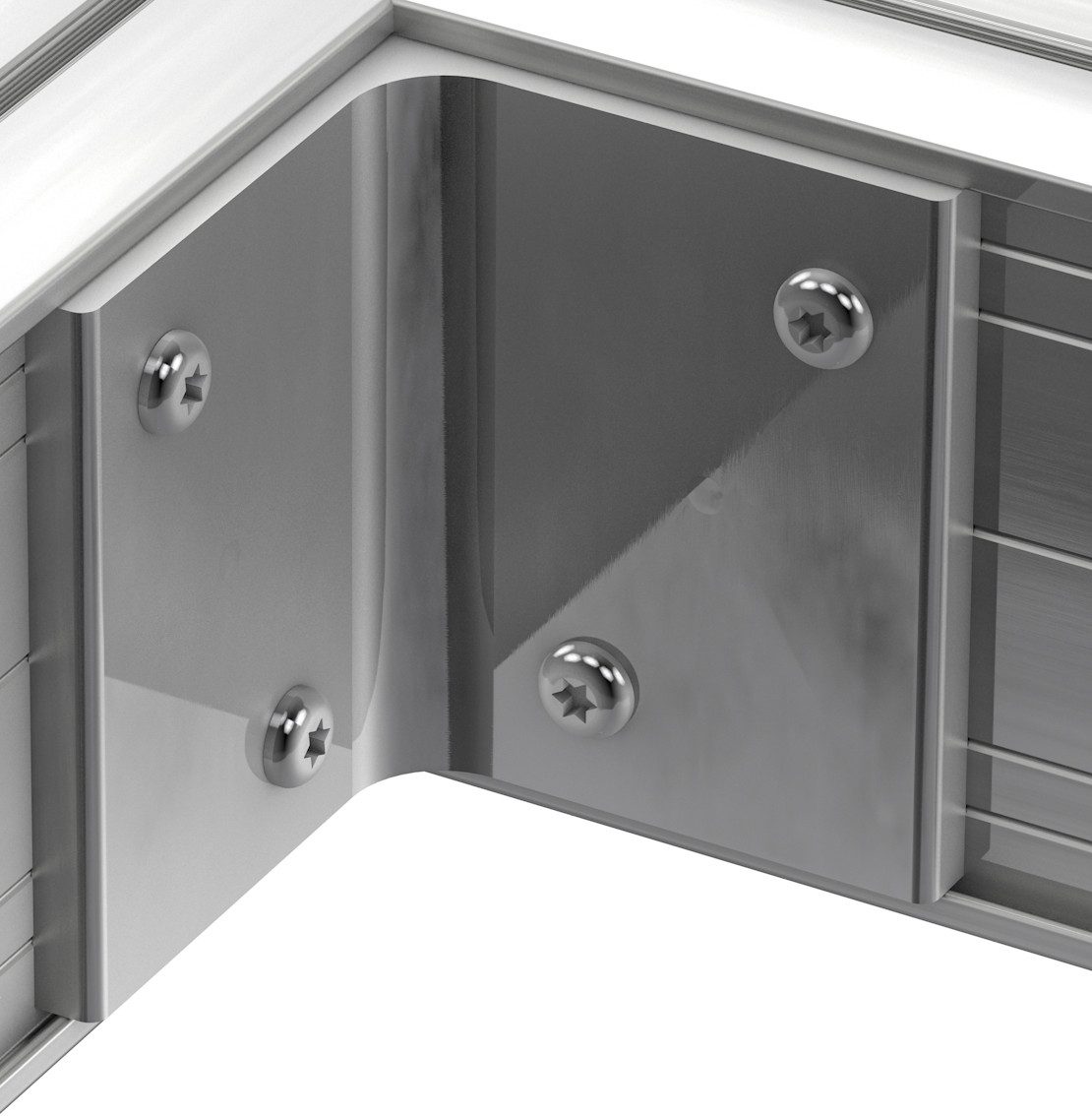 UKAL Profilverbinder UKAL Verbindungswinkel 2 - 90° U85 Eckverbinder für Profile breit, für Profilverbinder, Stufenkonstruktion, Außentreppen, für Geländer aus Aluminium, Verbindung von zwei Führungsschienen, (1-St), Eckverbinder für Aluminiumprofile, Aluminium Eckverbinder 90 Grad