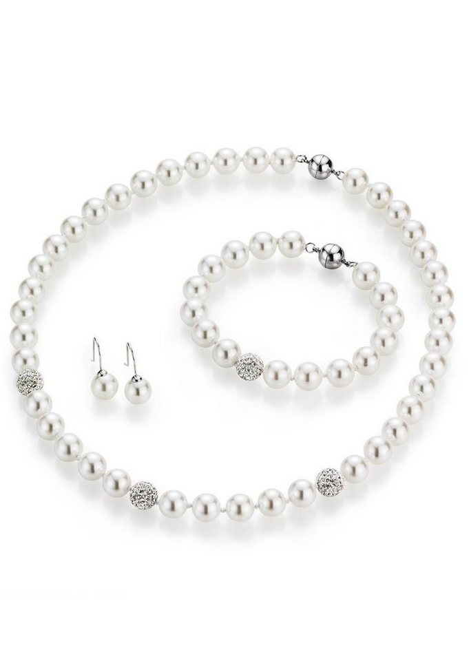 Firetti Schmuckset Multipack Schmuck Geschenk Perlenkette Perlenarmband  Perlohrhaken (Set, 4-tlg), am Strand, zu Kleid, Sneakers! Anlass Geburtstag  Weihnachten