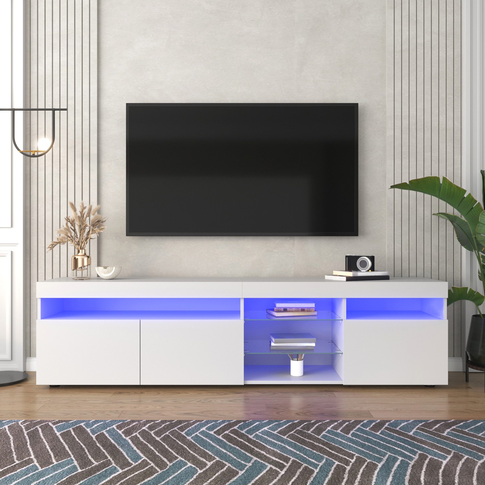 TV-Schrank Lowboard / TV‑Schrank / TV‑Lowboard mit variable LED‑Beleuchtung