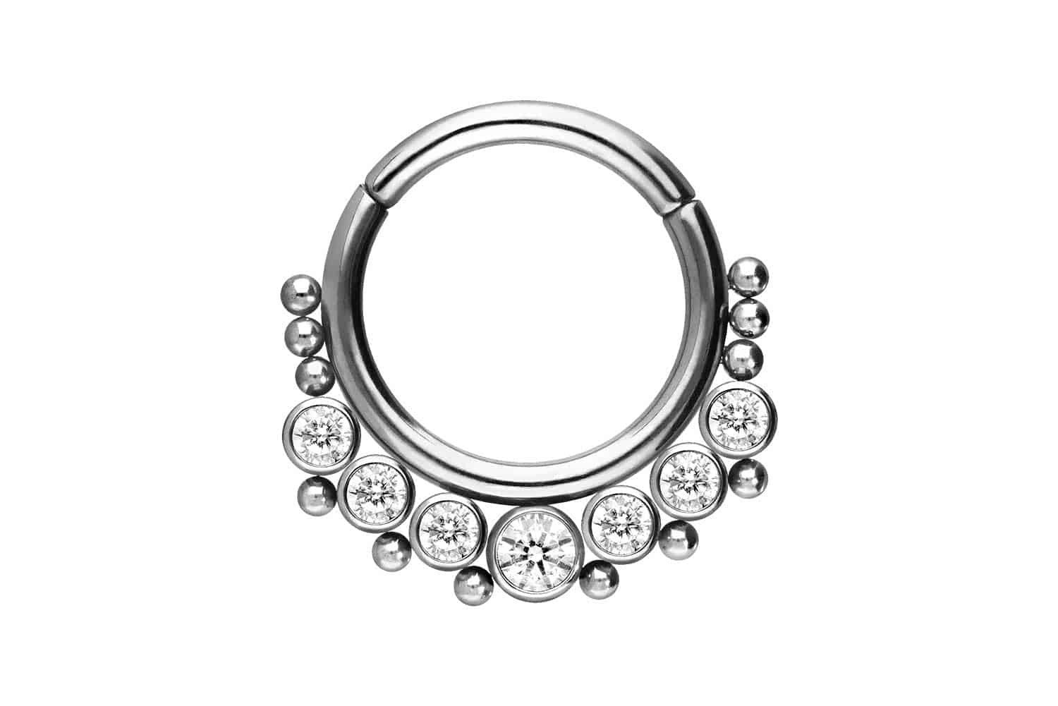 Piercing-Set Titan Segmentring Clicker KRISTALLE + KUGELN