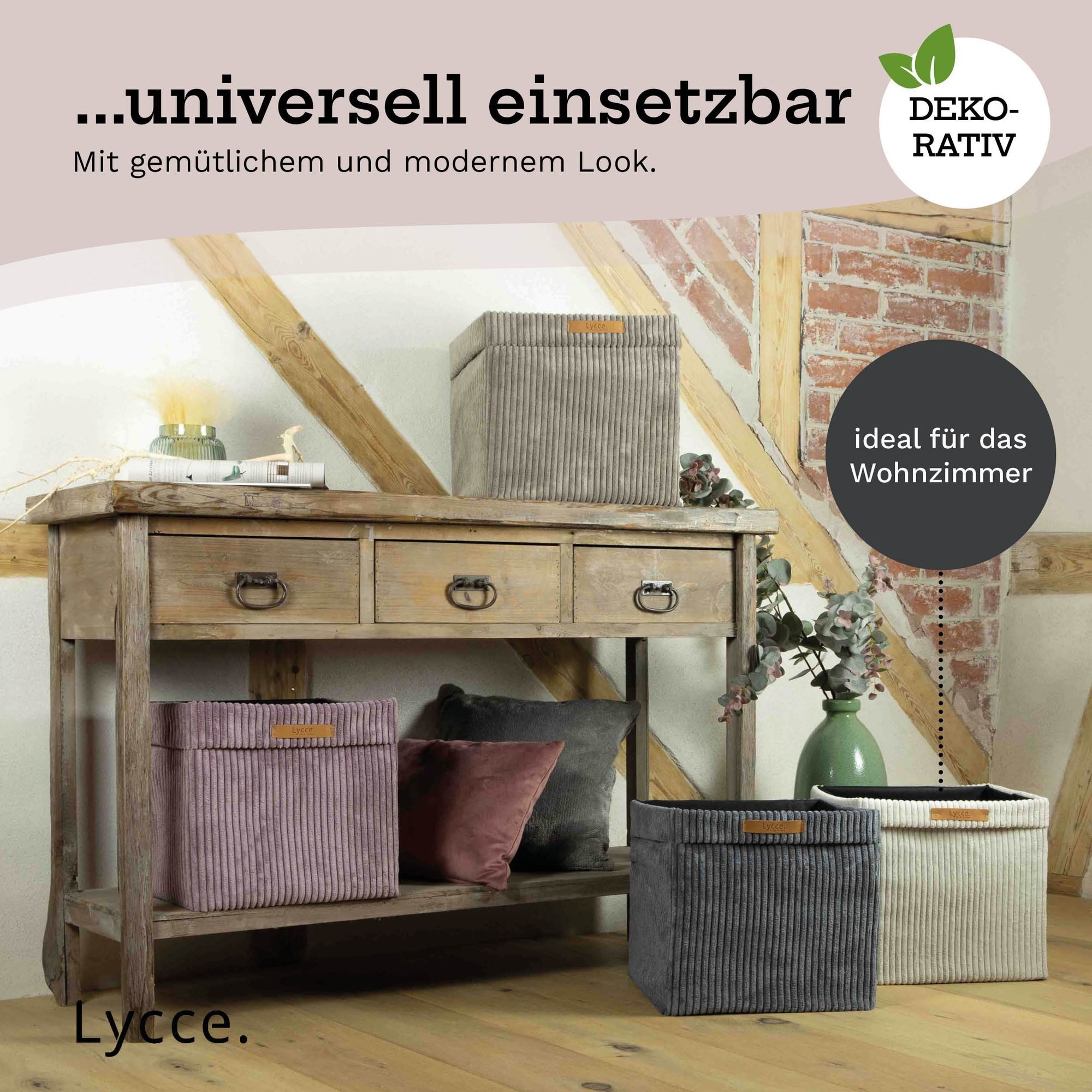 Lycce Regalkorb Kallax Boxen Cord 1 Stk. beige, faltbare Aufbewahrungsbox 33x33x31cm (1 St) – Bild 5 von 5