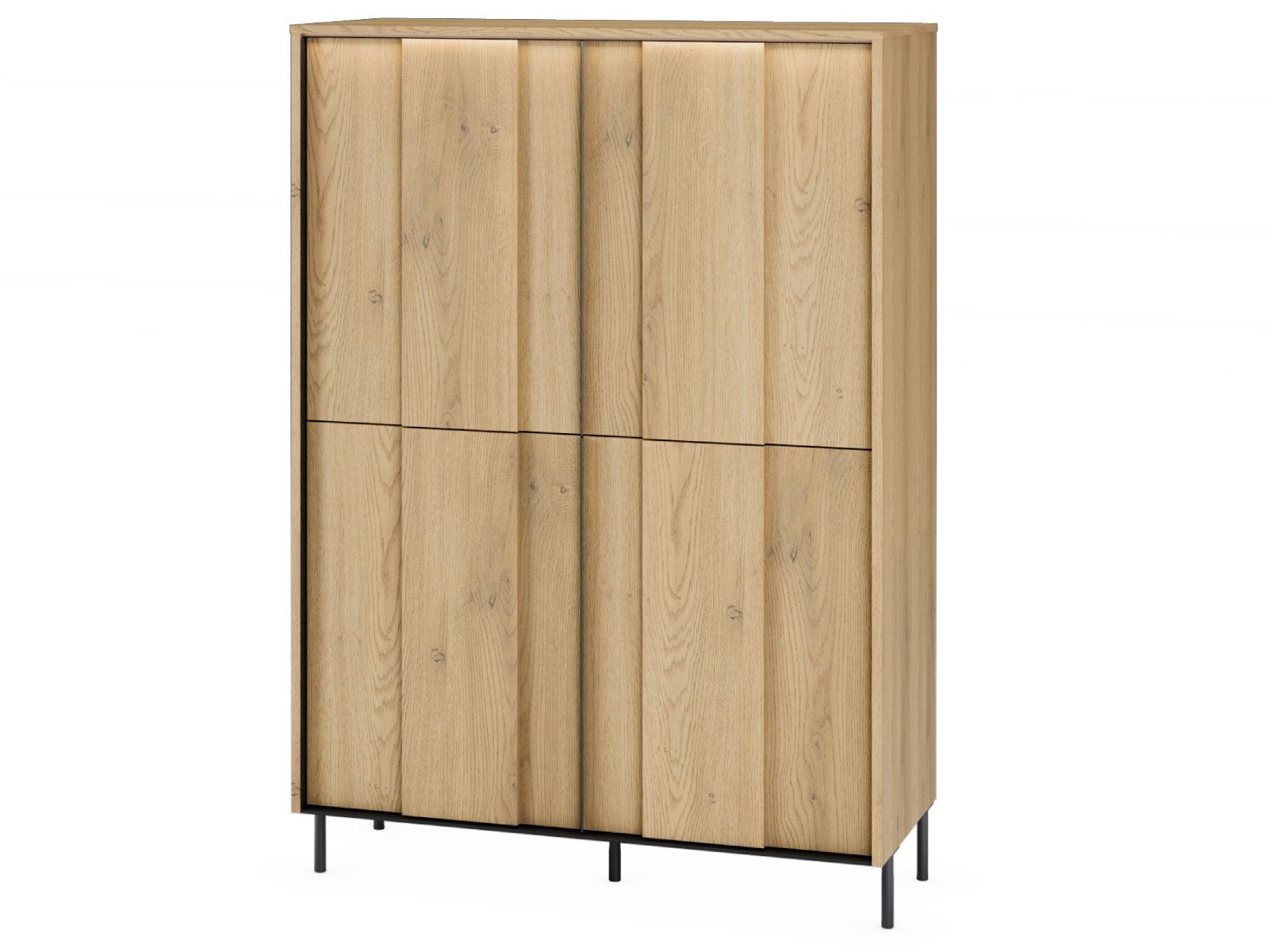 yourhouse24 Highboard TIVOLI TI-03 (99 cm) – Cremona Eiche & Schwarz mit Beleuchtung