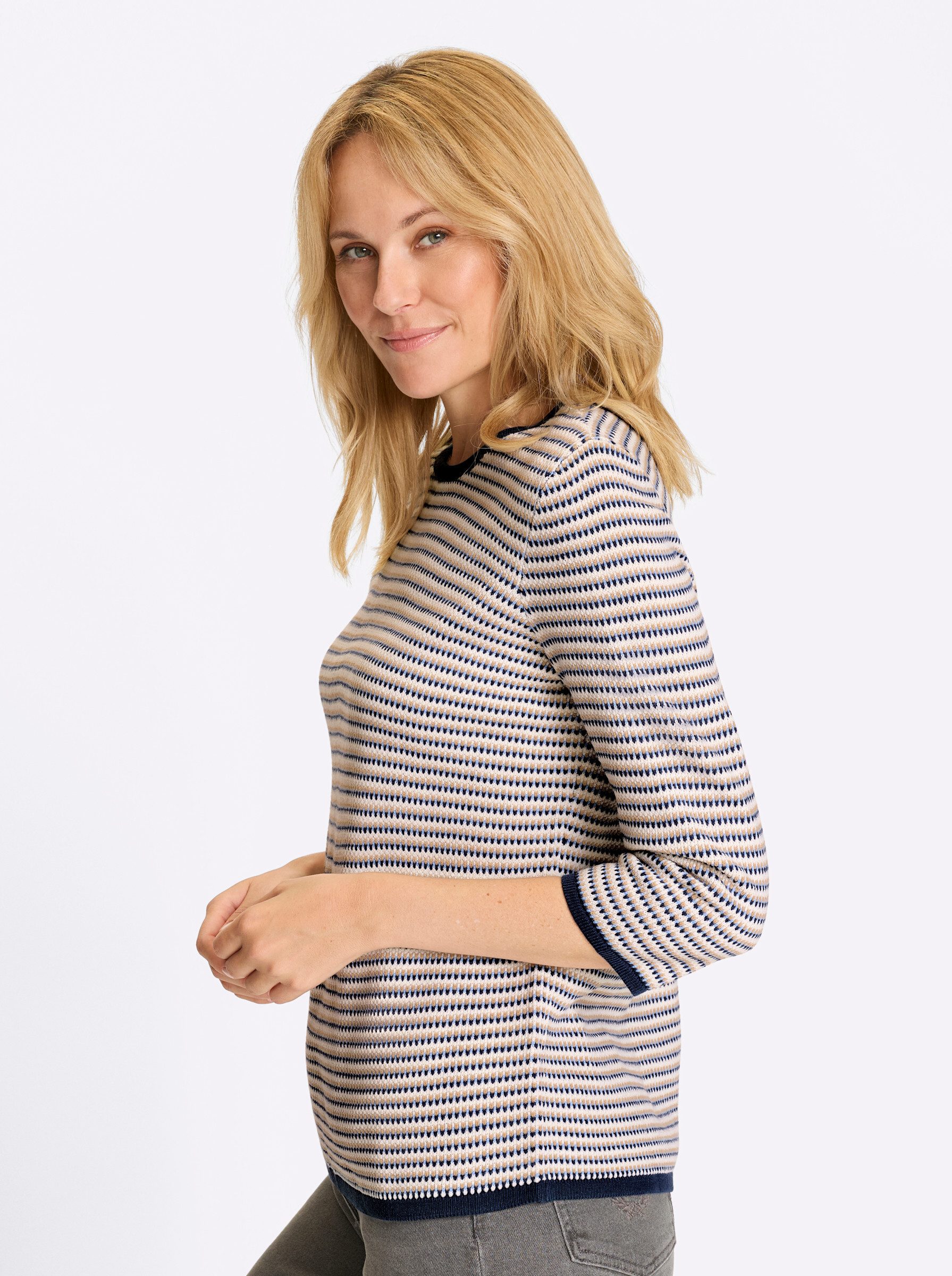 Sieh an! Strickpullover Jacquard-Pullover 3/4-Arm Jacquard