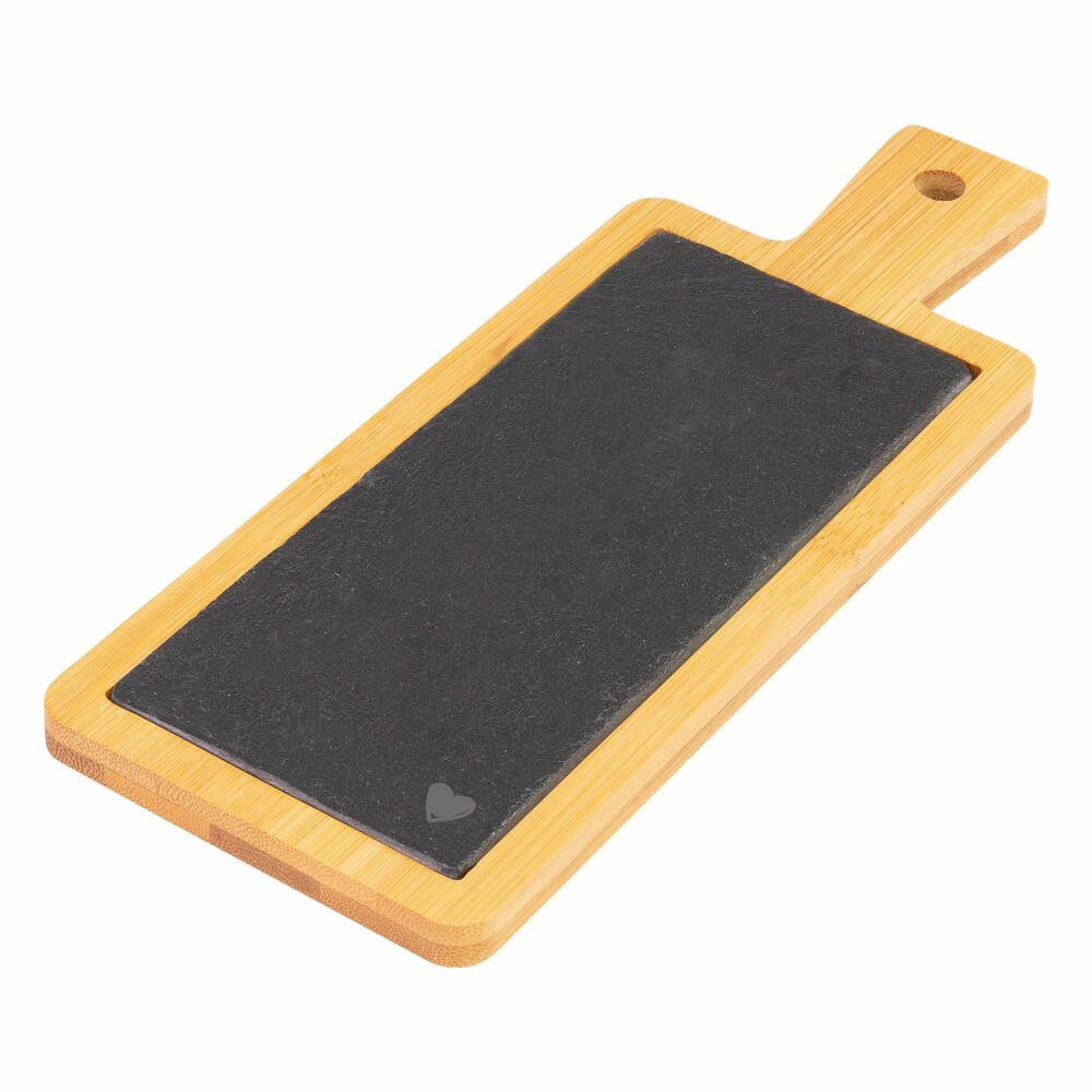 WESTMARK Servierplatte Tapasplatte »Tapas + Friends«, Schiefer in Bambus, 23 x 9 cm, Schiefer, Bambus