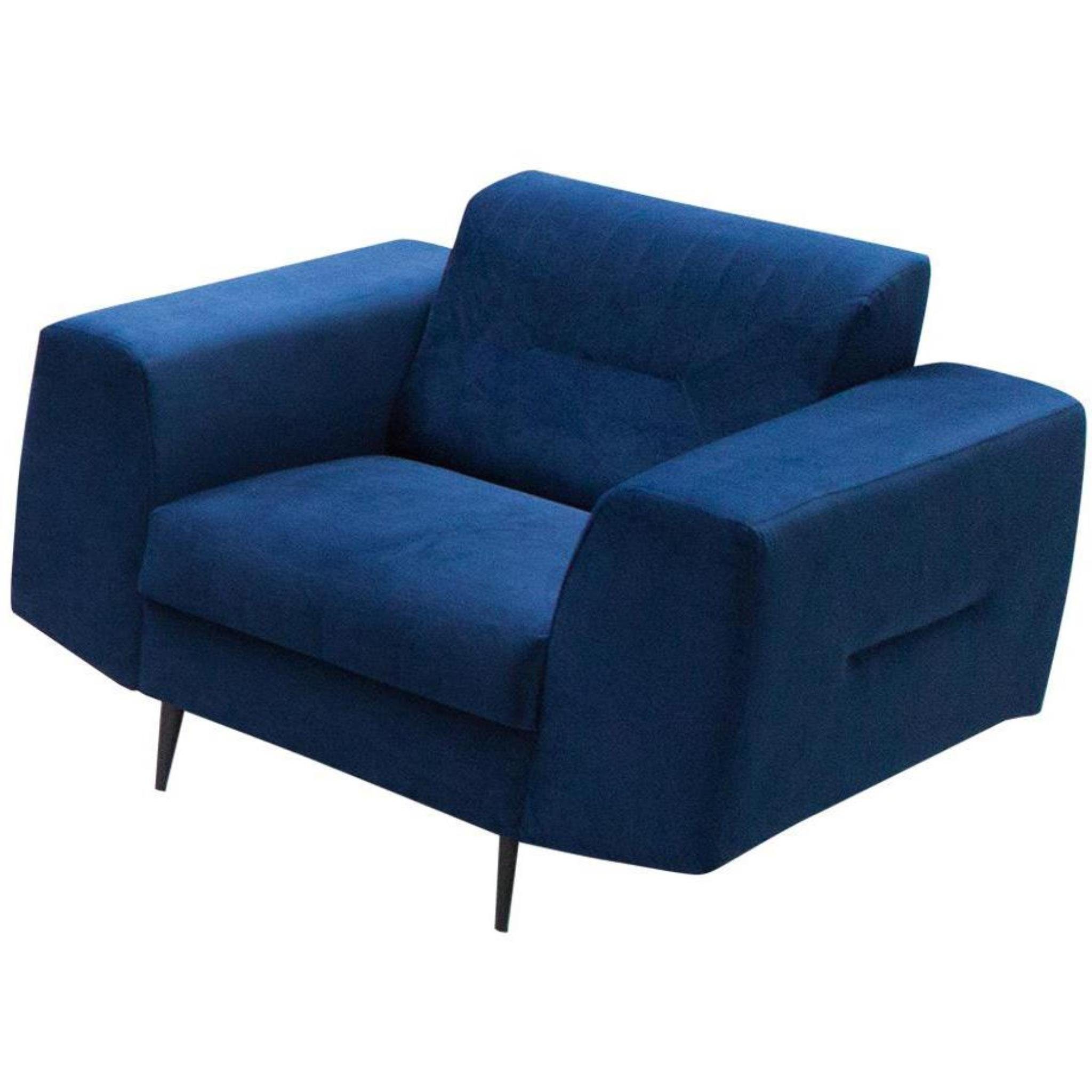2-Sitzer Beautysofa Metallbeine, Polstergarnitur + (Sessel im + Couchgarnituren 263) VENEZIA, aus mit Sofa Marineblau (solo Sofa Velours modernes 3-Sitzer Design),