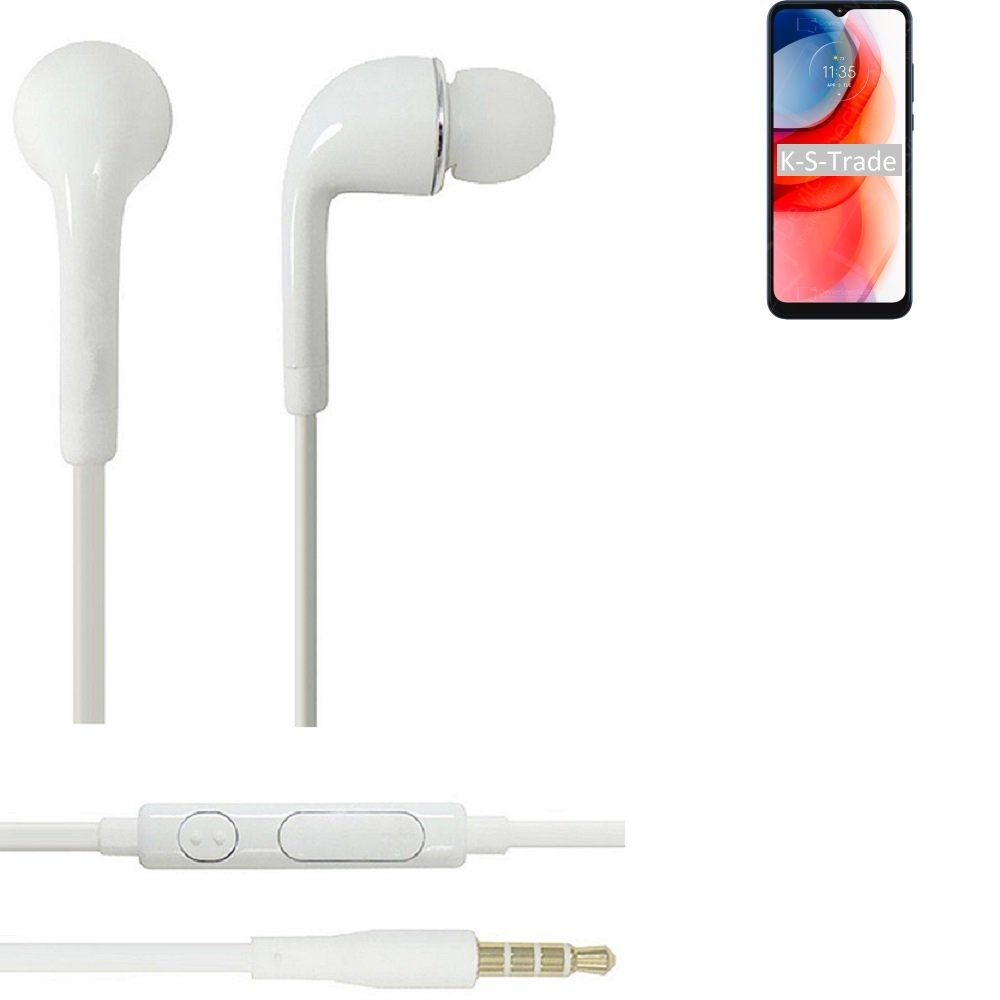 K-S-Trade für Motorola Moto G Play (2021) In-Ear-Kopfhörer (Kopfhörer Headset mit Mikrofon u Lautstärkeregler weiß 3,5mm)
