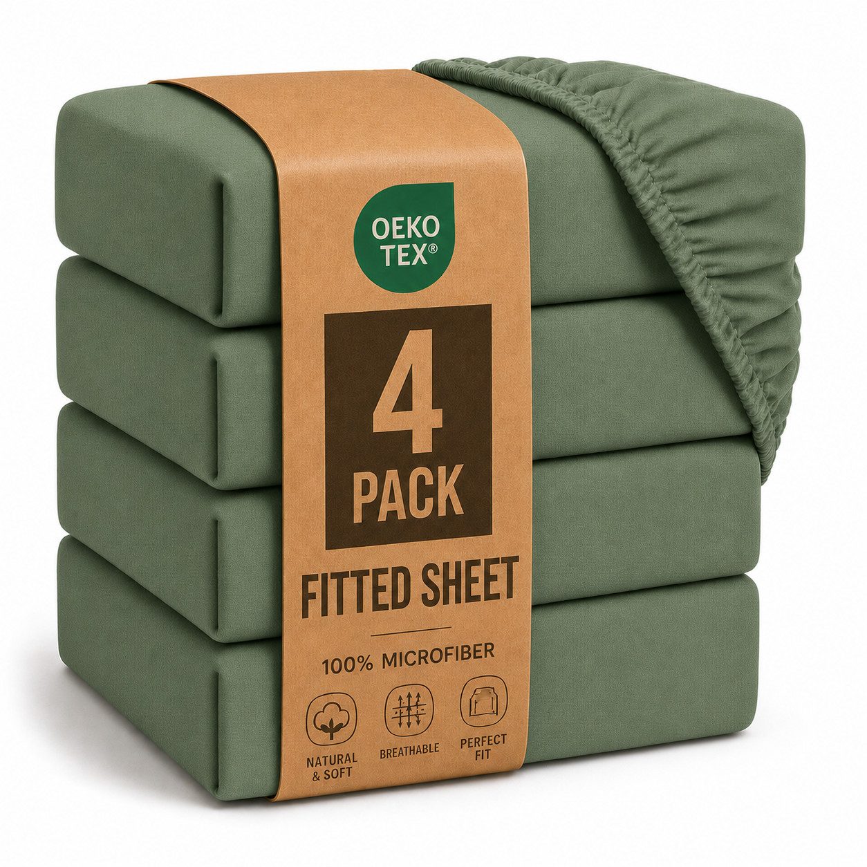 Komfortec Spannbettlaken 4er Set Spannbettlaken Microfaser, OEKO-TEX® STANDARD 100, 5 Größen, 100% Microfaser, (4 Stück)