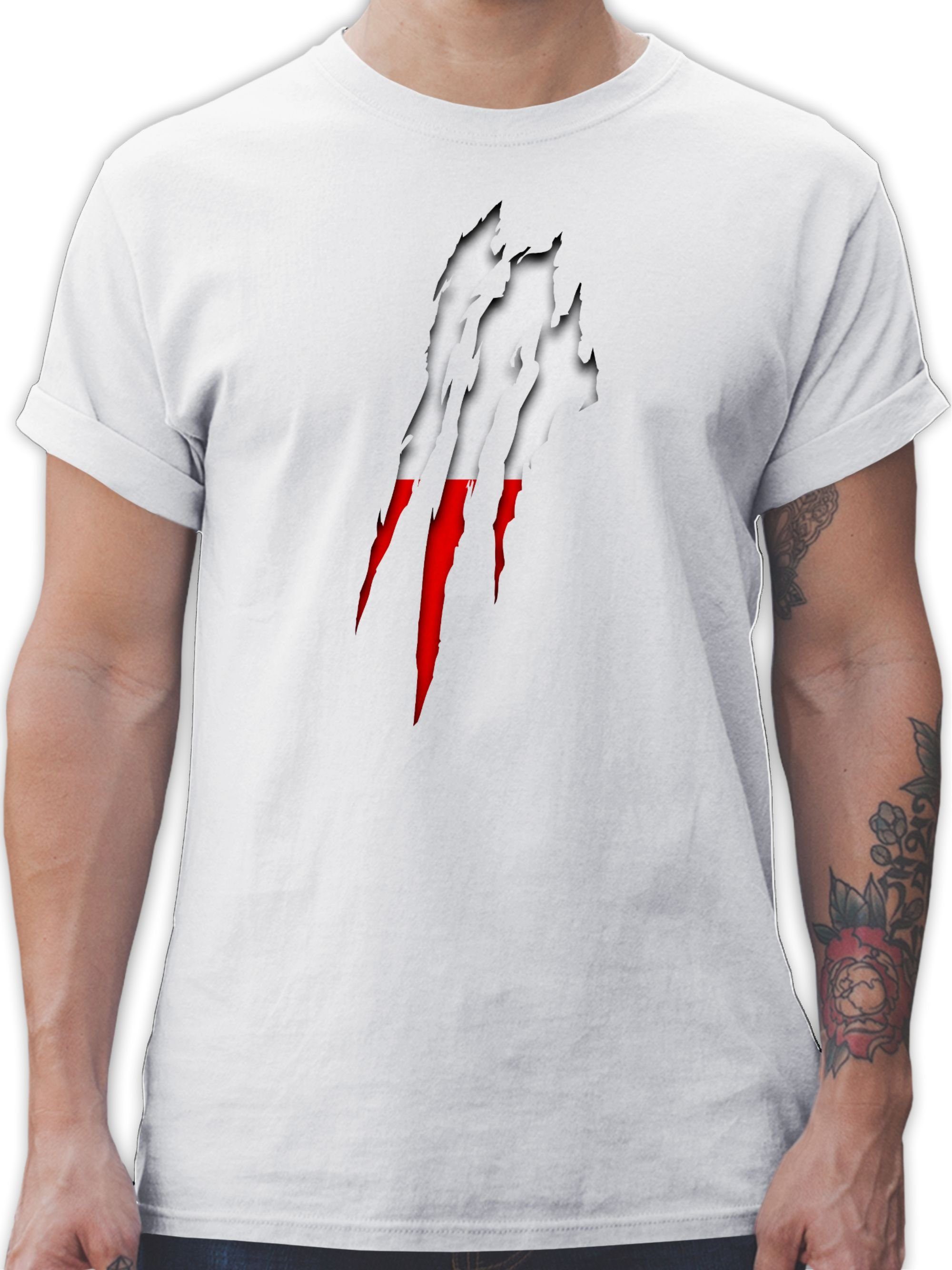 Shirtracer T-Shirt Polen Krallenspuren Fussball EM 2024 2 Weiß
