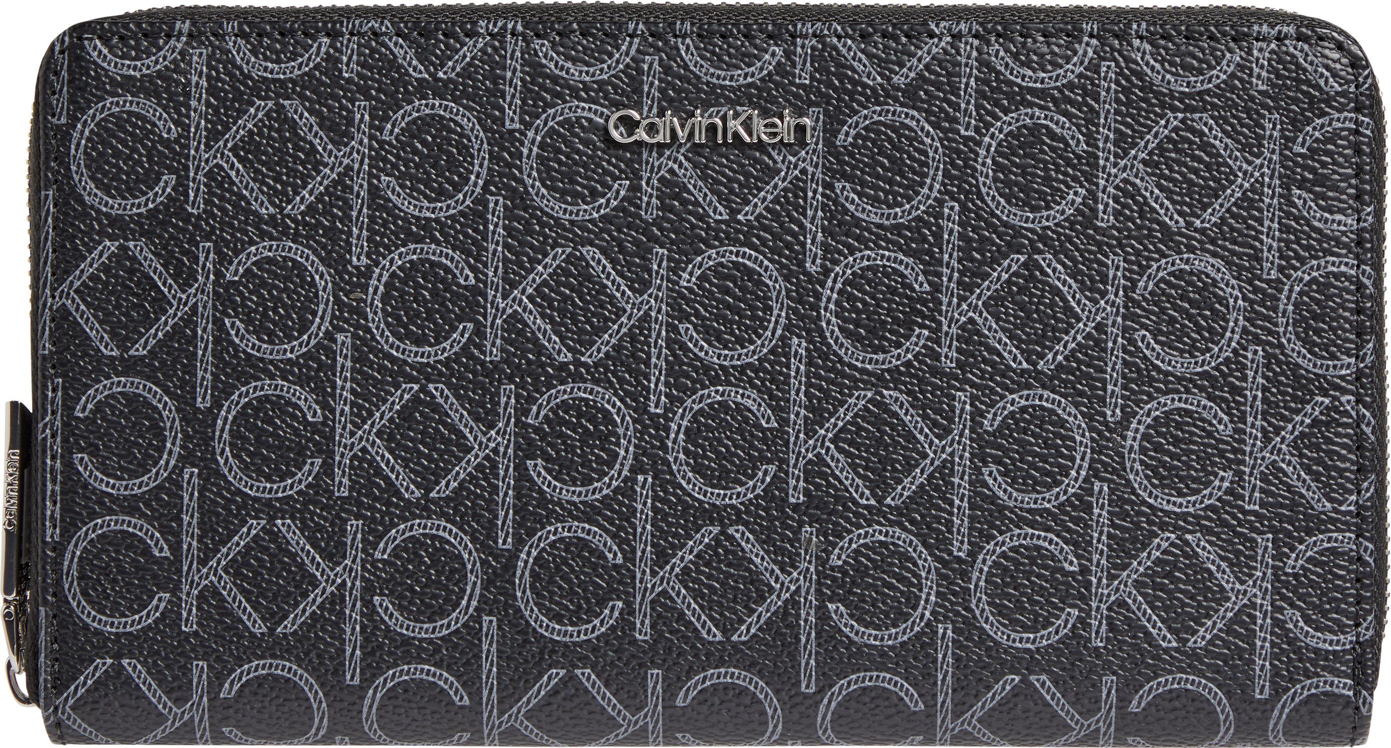 Damen Alle Damentaschen Calvin Klein Geldbörse CK MUST Z/A WALLET XL MONO, mit Allover Logo Druck