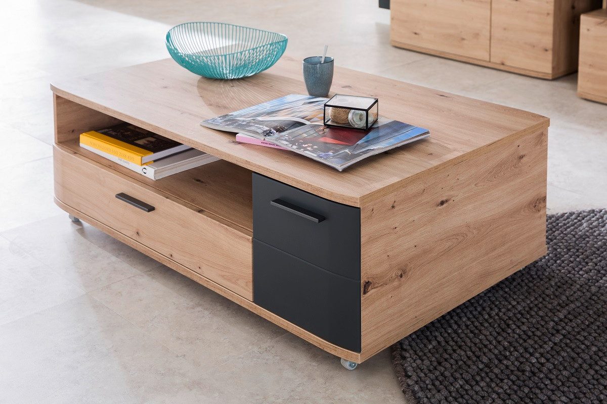 MCA furniture Couchtisch Couchtisch Cortona, Wohnzimmertisch, Balkeneiche / anthrazit (no-Set), 115 cm, Tischplatte aus hochwertiger Holzwerkstoff