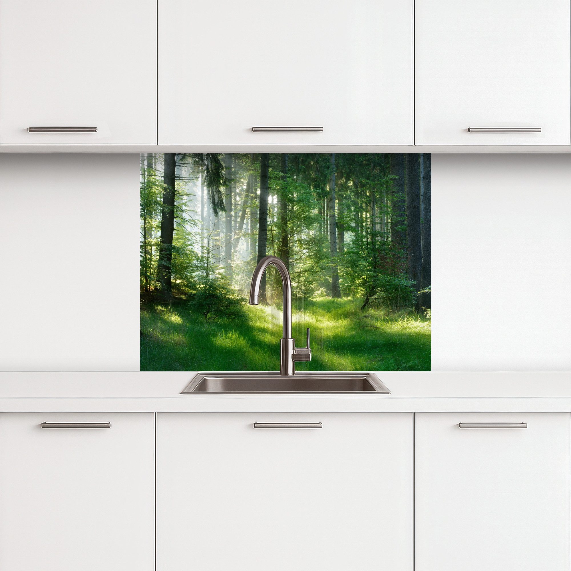 KitchenYeah Küchenrückwand selbstklebend Natur - Bäume - Wald - Grün - Sonne - Gras - Pflanzen, (1-tlg), Spritzschutz, Küche, Rückwand, Küchenwand, Küchenfront, – Bild 2 von 5