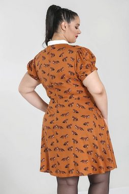 Hell Bunny A-Linien-Kleid Vixey Braun Vintage Retro Skater Dress