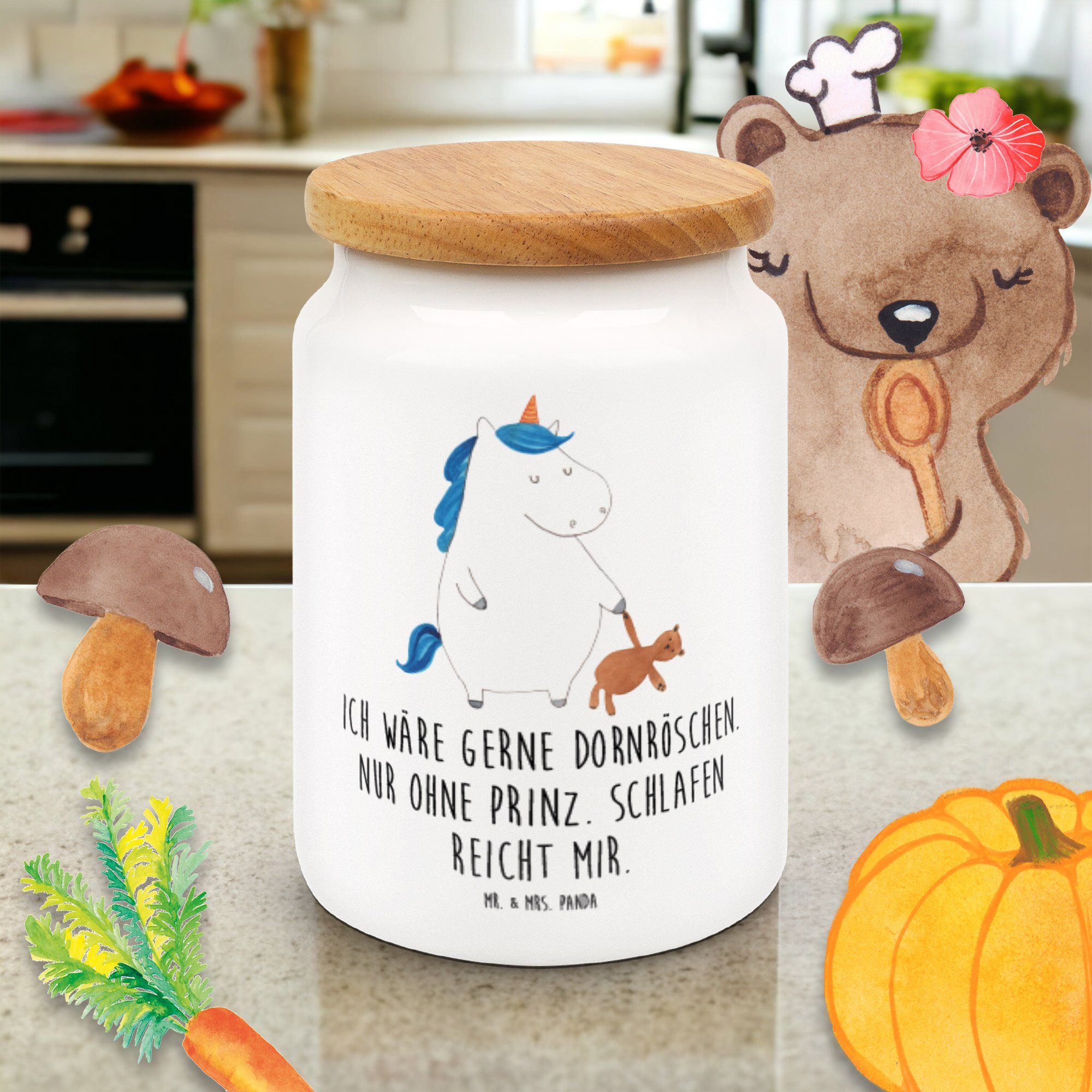 Mr. & Weiß Teddy Unicorn, Keksdose, gute Keramik, Einhorn - schlafen, - Na, Vorratsdose Geschenk, Mrs. (1-tlg) Panda