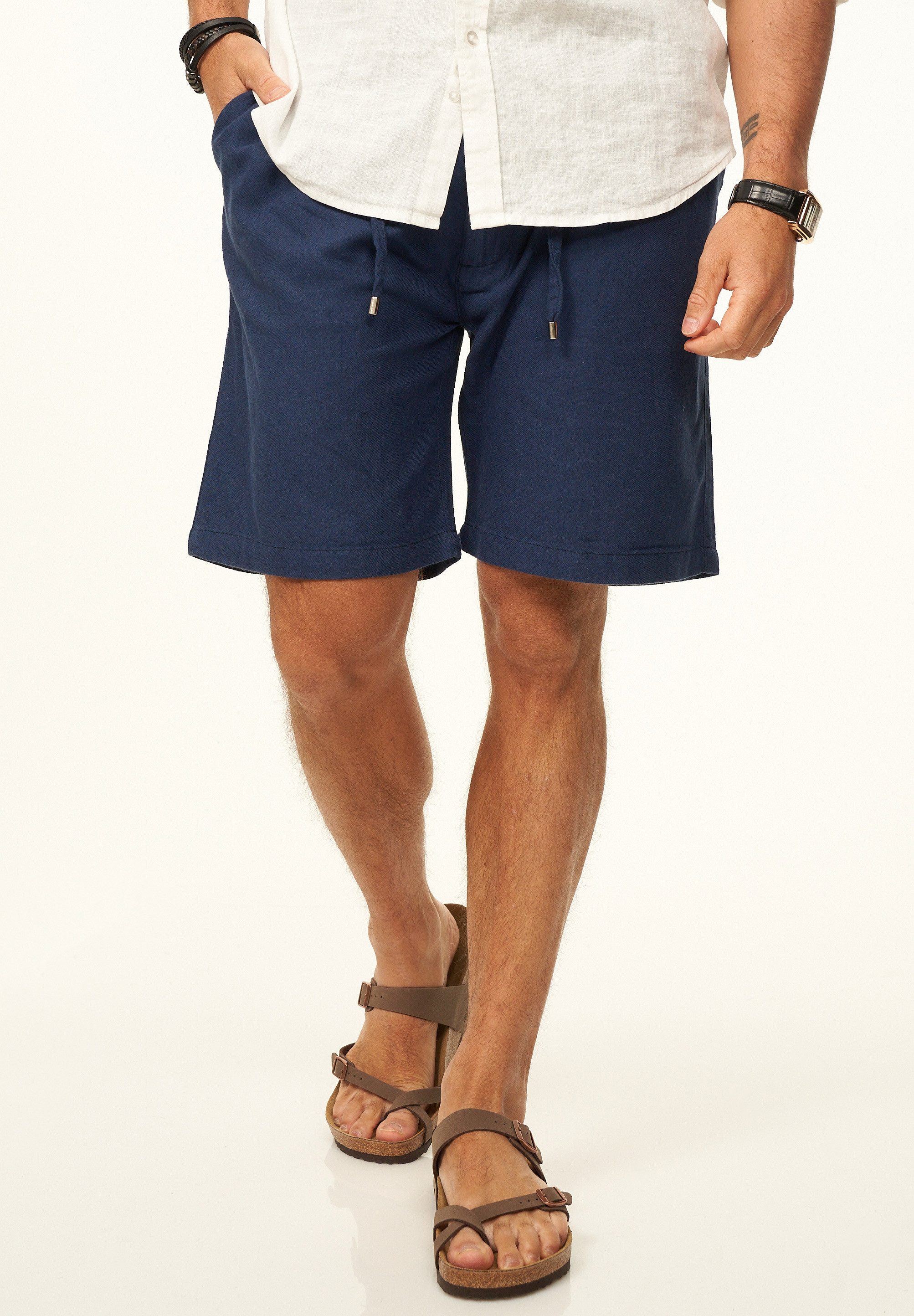 behype Chinoshorts für Herren als luftig leichte Sommershorts - Kurze Hose Leinen Shorts Bermuda im Regular-Fit für den Sommer