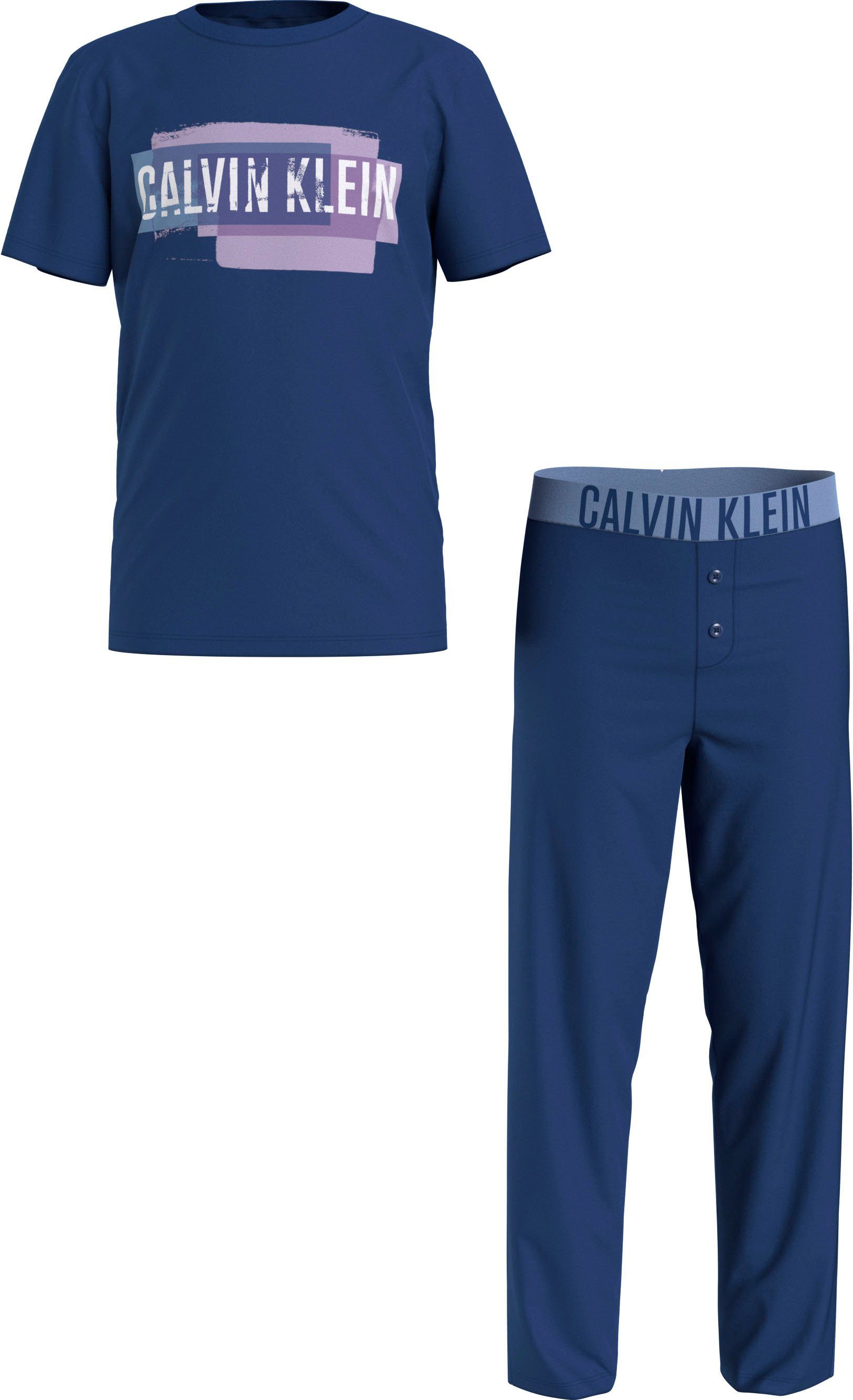 Calvin Klein mit Calvin PJ Klein KNIT (2 tlg) Print Pyjama (SS+PANT) Underwear SET