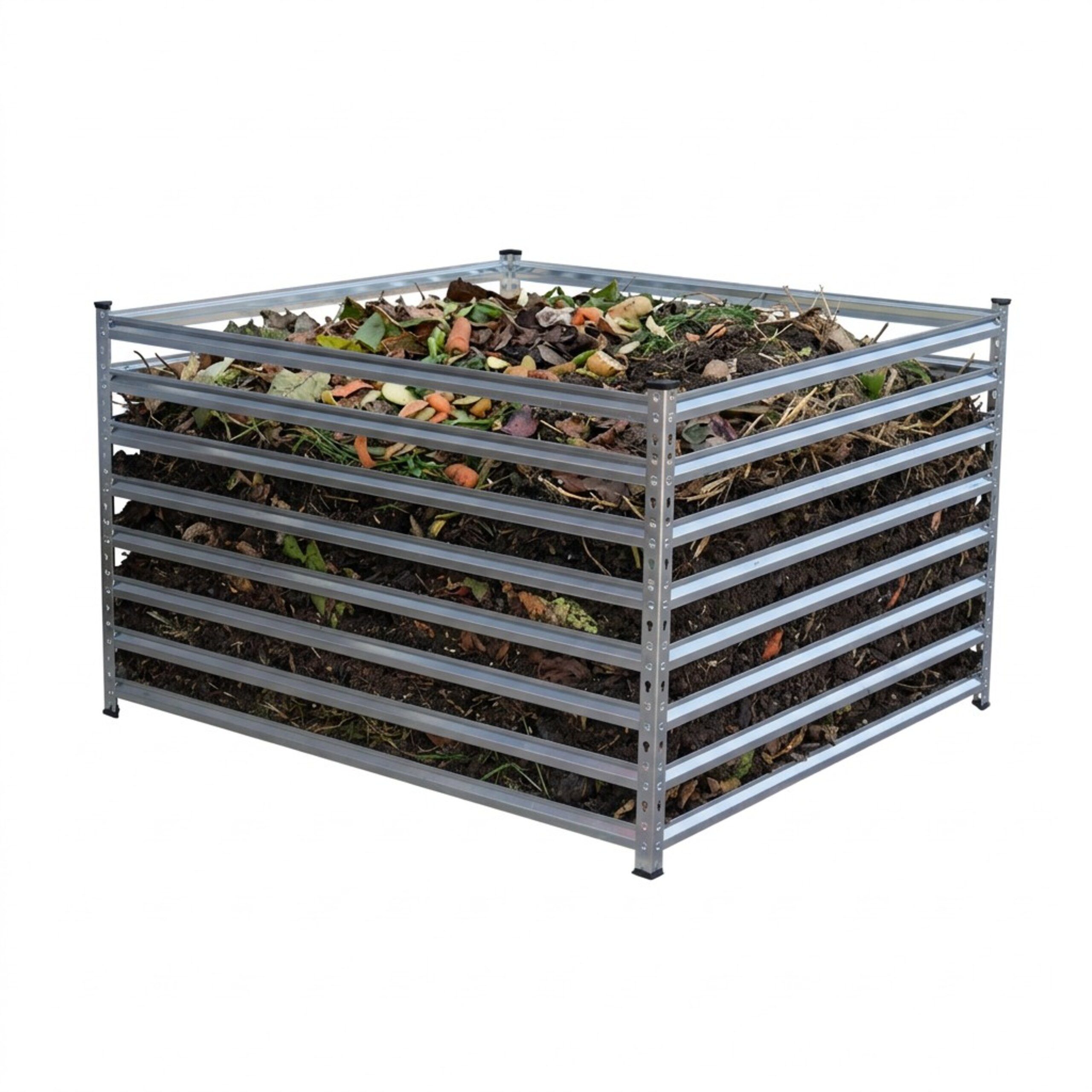 relaxdays Schnellkomposter Komposter Metall für den Garten, BxTxH: 120x120x90 cm, silber, 120 x 120 x 90 cm