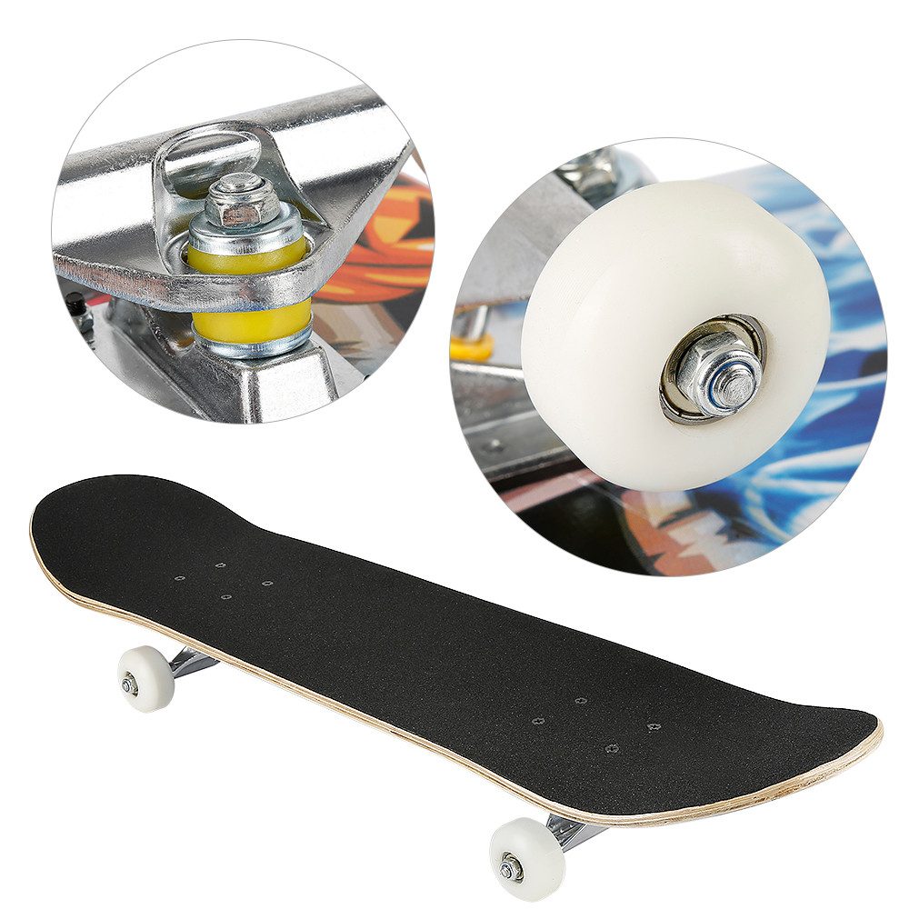 JEOBEST Skateboard Komplettes Skateboard, PU-Rädern und stabilem Ahorndeck