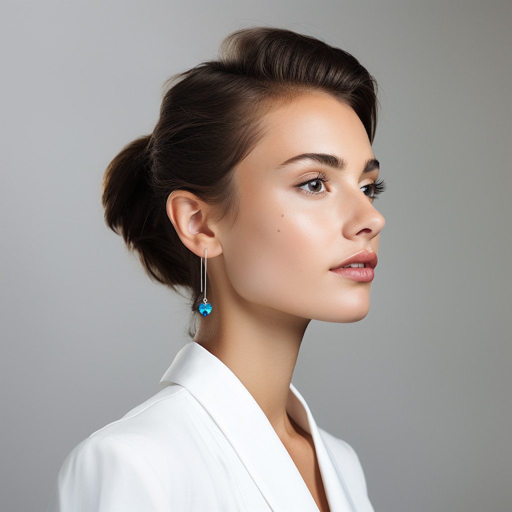 LÖB Paar Ohrhänger 925 Silber Ohrringe Hängend Herz Kristall Anhänger Blau günstig online kaufen