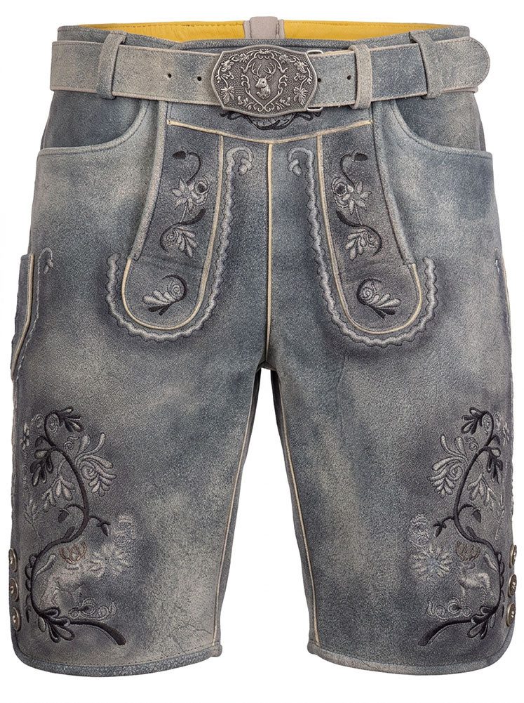 Country Maddox Trachtenlederhose Lederhose kurz Fleesensee rauch antik