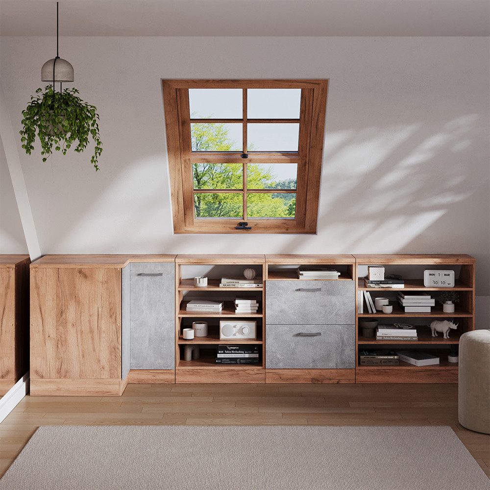 Vicco Kommode Rion, Goldkraft Eiche, 80 x 81.8 cm mit 4 Fächern, Schrankkorpus 6... (1 St)