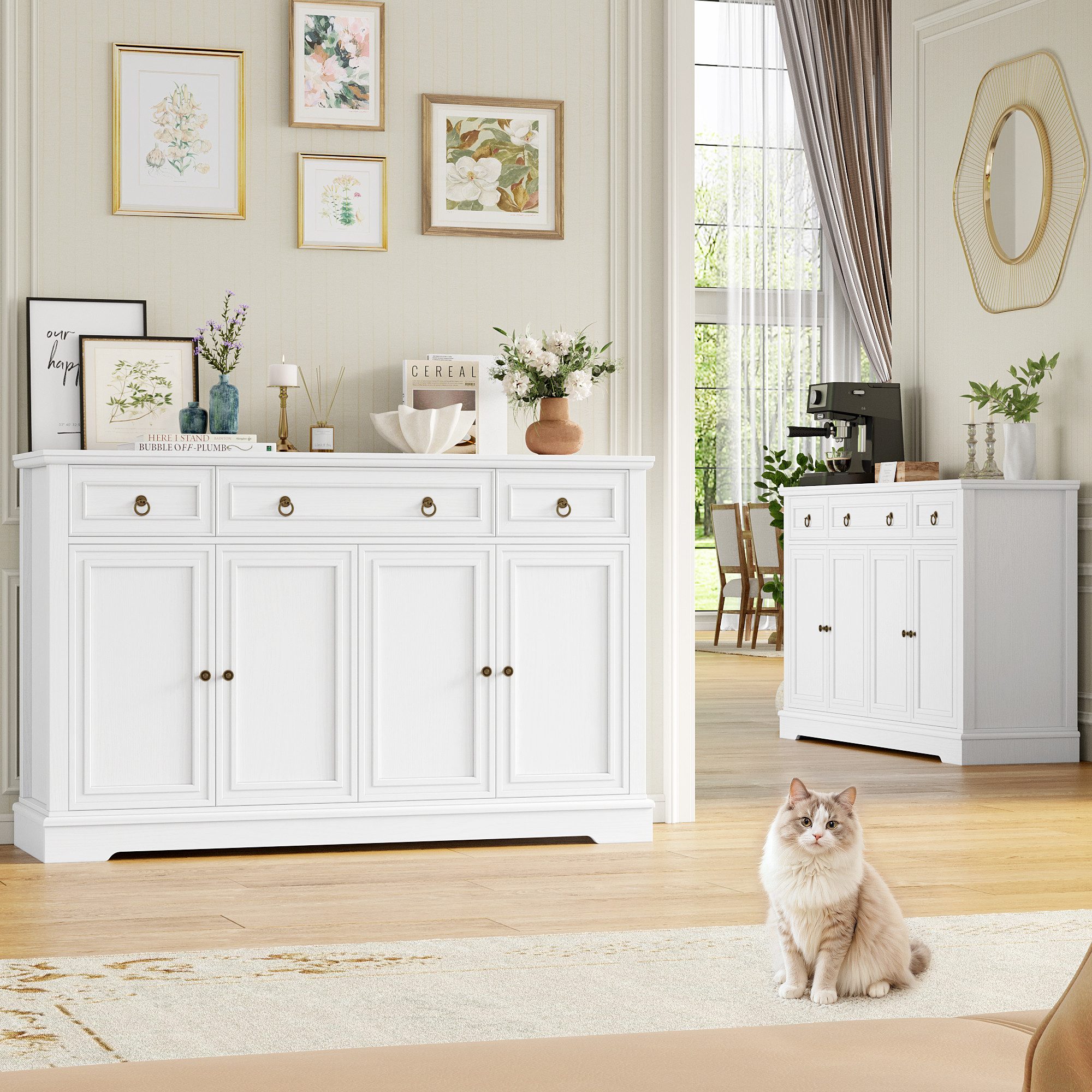 Homfa Sideboard für Wohnzimmer Küche, Küchenschrank Buffetschrank mit 3 Sch günstig online kaufen