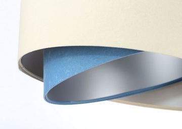Licht-Erlebnisse Pendelleuchte MARLON, ohne Leuchtmittel, in Weiß Creme Blau Silber E27 Ø 50 cm Stoff Metall Modern Wohnzimmer