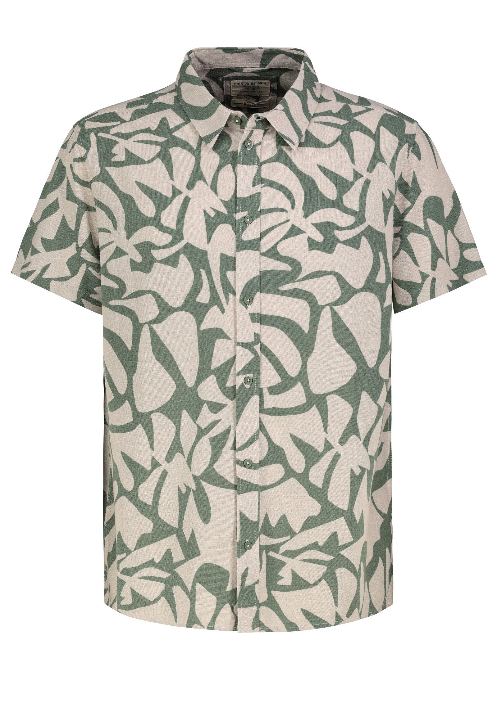 Eight2Nine Kurzarmhemd Modernes Design Kentkragen Regular Fit Look Knopfleiste für Herren Lyocell nachhaltig Normal Fit Knopfleiste Einfarbig Kent