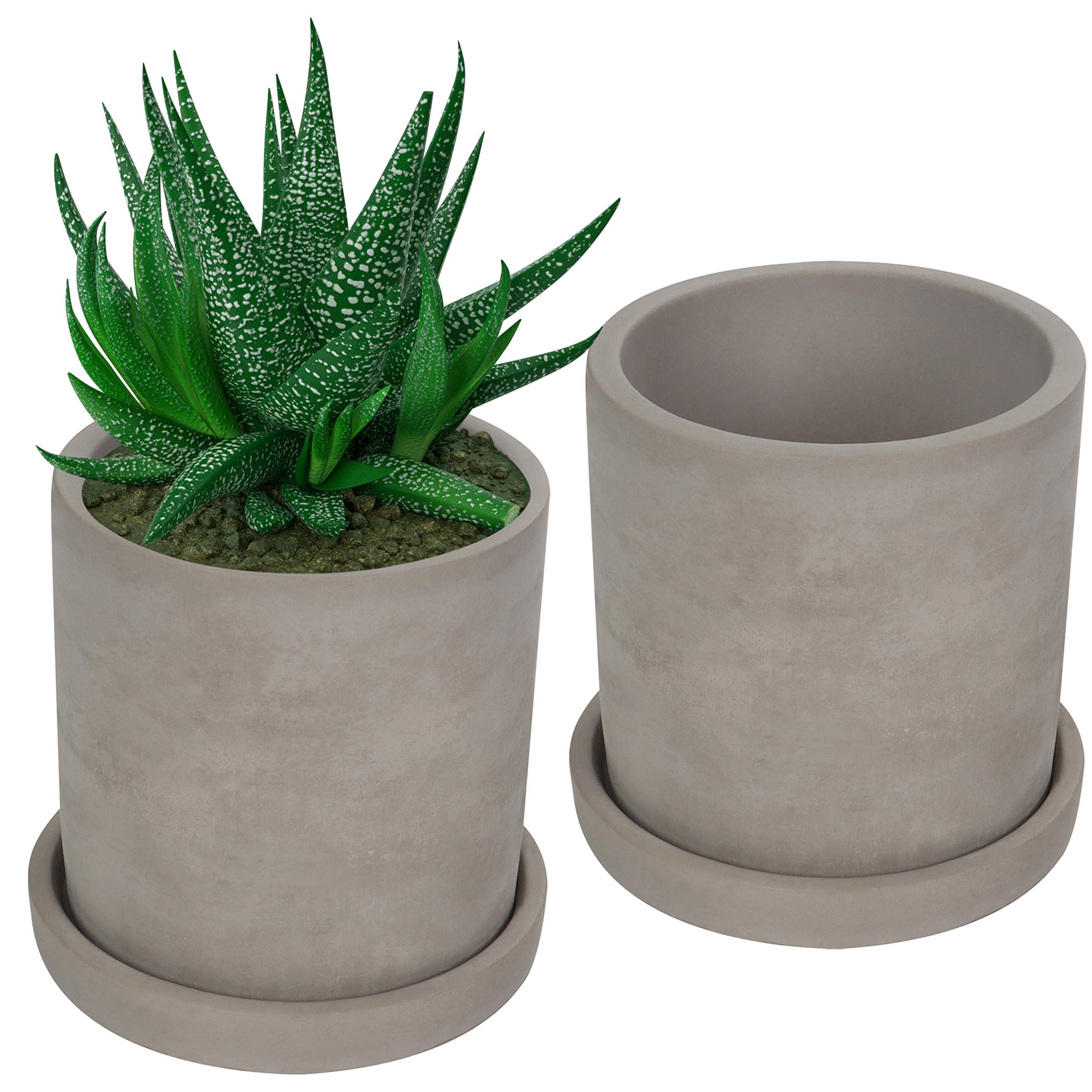 Belle Vous Übertopf Sukkulenten Pflanzgefäß Set 2 Stück Grau Zement Blumentopf (2 St)