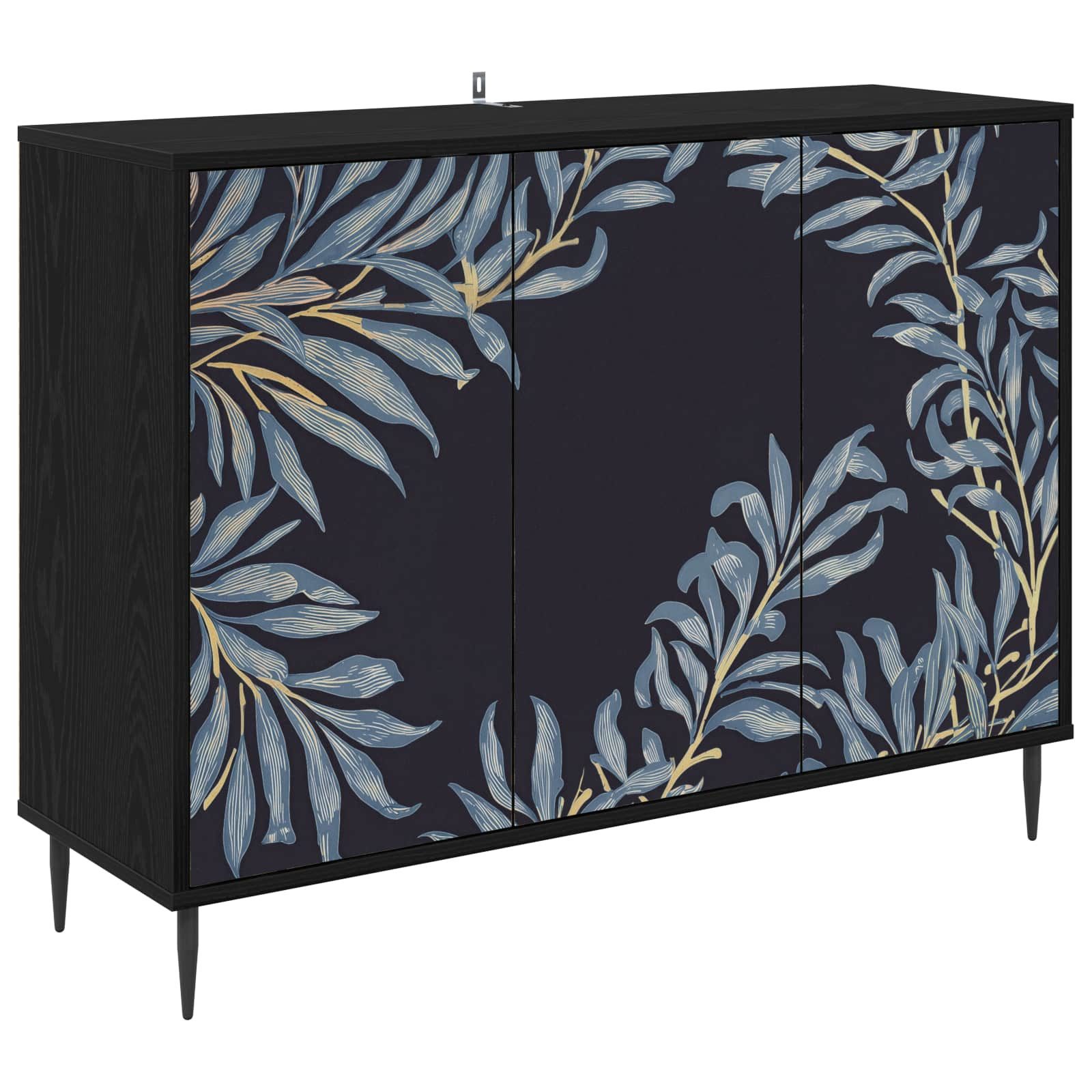 vidaXL Sideboard Sideboard DOKKUM Schwarz Eichen-Optik 102 x 33 x 76 cm (1 St)