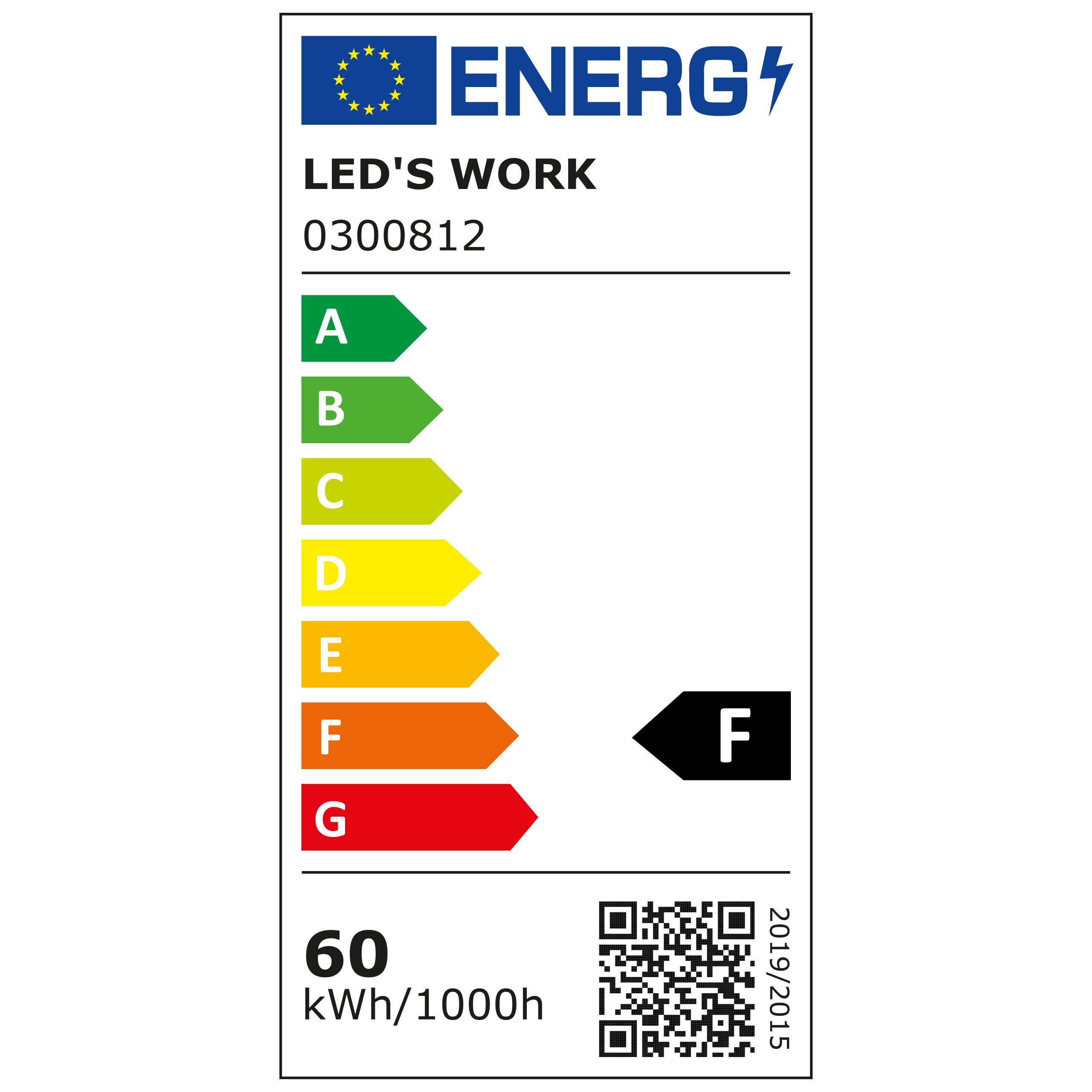 LED's work LED Arbeitsleuchte 0300812 Zuleitung LED, LED-Baustrahler, kaltweiß 5m IP54 mit IK08 zwei 60W Steckdosen