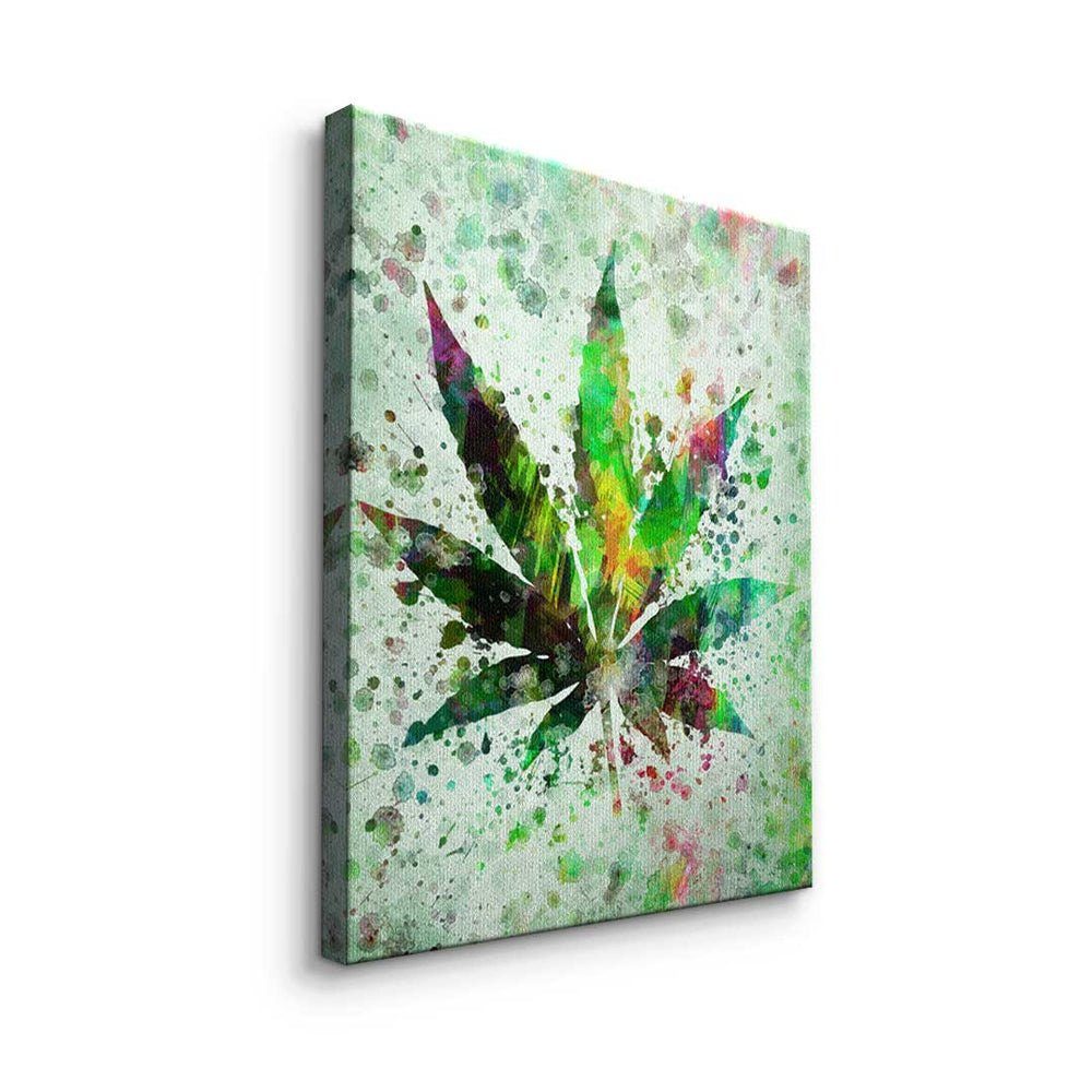 DOTCOMCANVAS® Leinwandbild, Pop Rahmen Painting schwarzer Motiva Mindset - Leinwandbild Art - - - Cannabis Premium