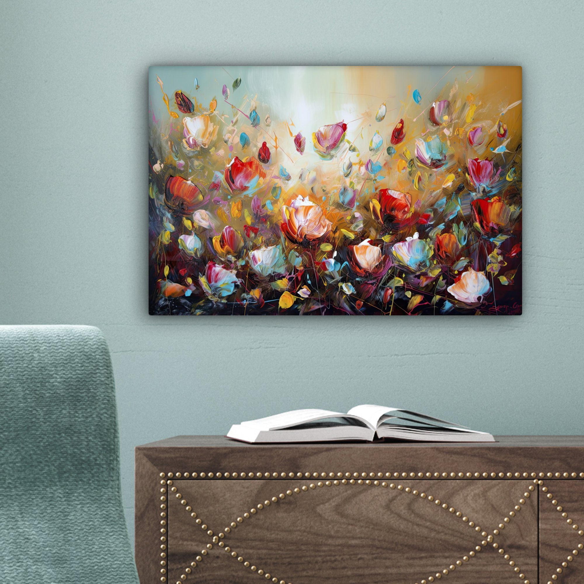 OneMillionCanvasses® Leinwandbild Leinwandbilder, Aufhängefertig, - 30x20 (1 cm - Wanddeko, Wandbild St), Blumen - Kunst Natur Ölgemälde
