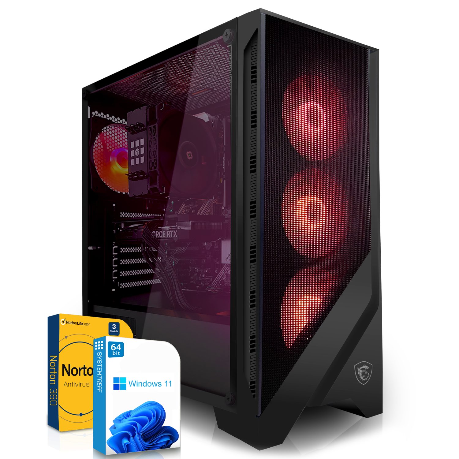 SYSTEMTREFF Basic Gaming-PC (AMD Ryzen 5 4500, GeForce RTX 3060, 32 GB RAM, 1000 GB SSD, Luftkühlung, Windows 11, WLAN)