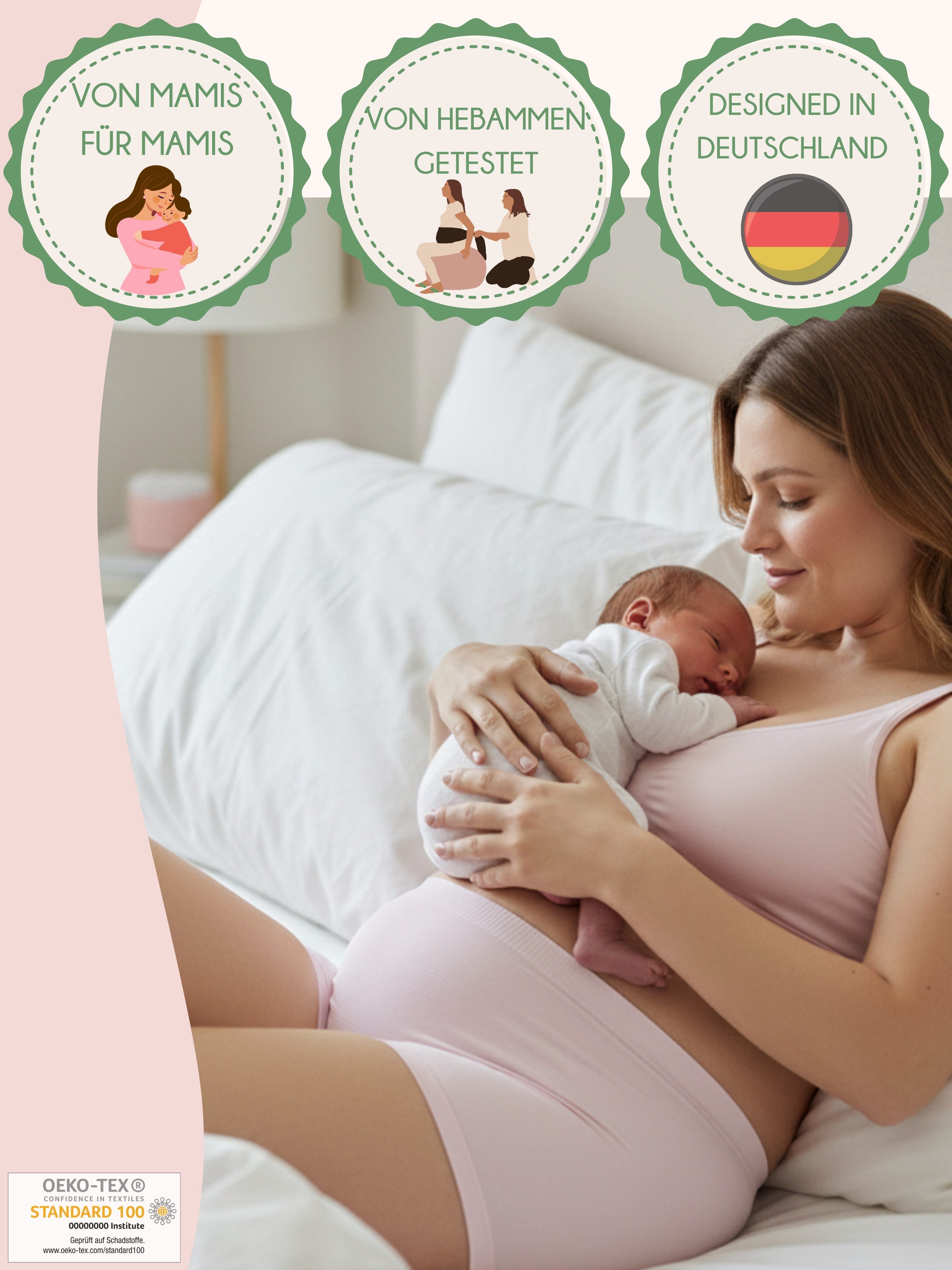 Herzmutter Funktionsunterhose Wochenbett-Unterwäsche von HERZMUTTER (9400) Rosa, Grau L-XL (7er-Set)