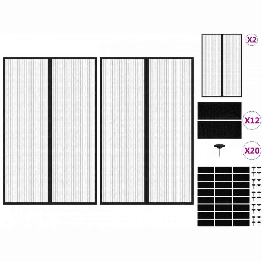 vidaXL Insektenschutz-Fensterrahmen Insektenschutz Türvorhänge 2 Stk mit Magnet Schwarz 220x130 cm