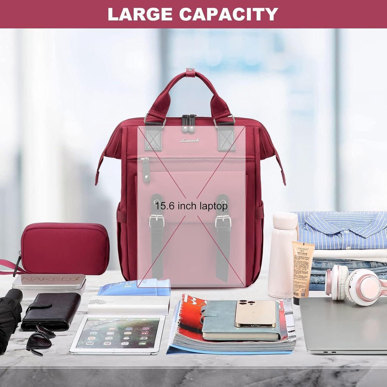 LuxusKollektion Laptoprucksack Laptop Rucksack Damen 15,6 Zoll Schulrucksack Mädchen Wasserdicht Rot