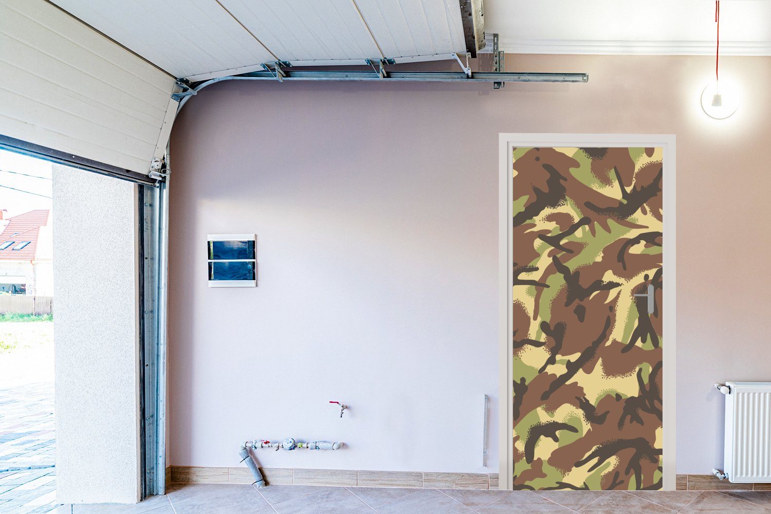 Camouflage-Muster Fototapete cm Tür, Türtapete bedruckt, Matt, 75x205 für natürlichen in Türaufkleber, Farben, MuchoWow (1 St),