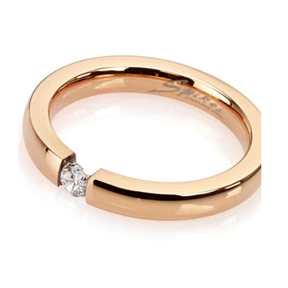 Herren Schmuck BUNGSA Fingerring Ring mit Kristall Rosegold aus Edelstahl Damen (Ring, 1-tlg., inkl. Schmuckbeutel aus Organza),