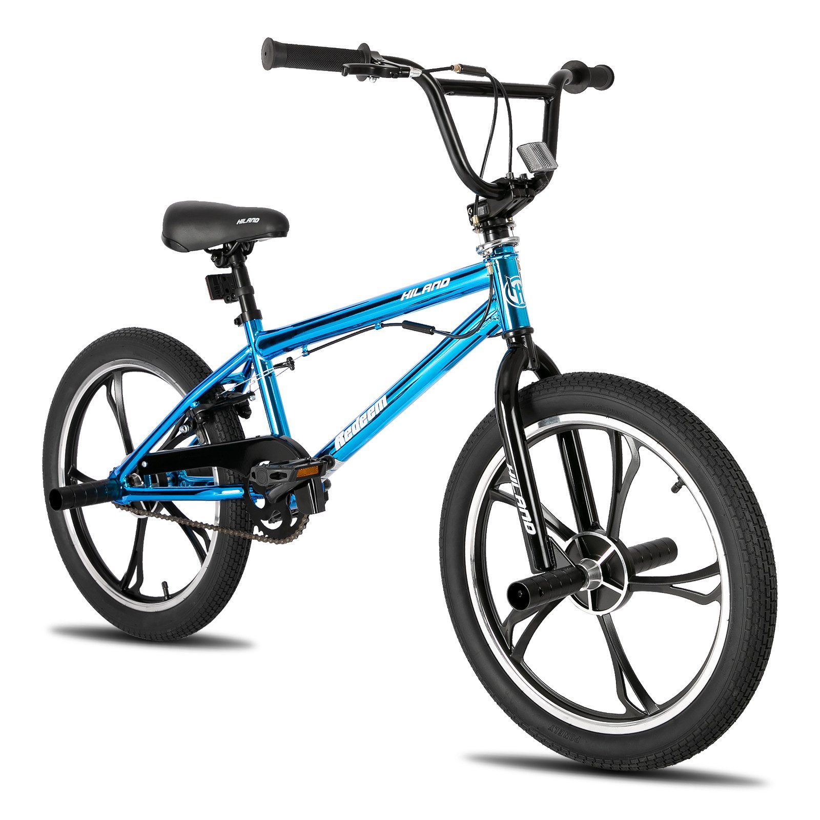 HILAND BMX-Rad 20 Inch 5 Spoke Kids BMX Bike for Boys Girls Ages 5-12, 360 Degree Rotor Freestyle, 4 Pegs Single Speed