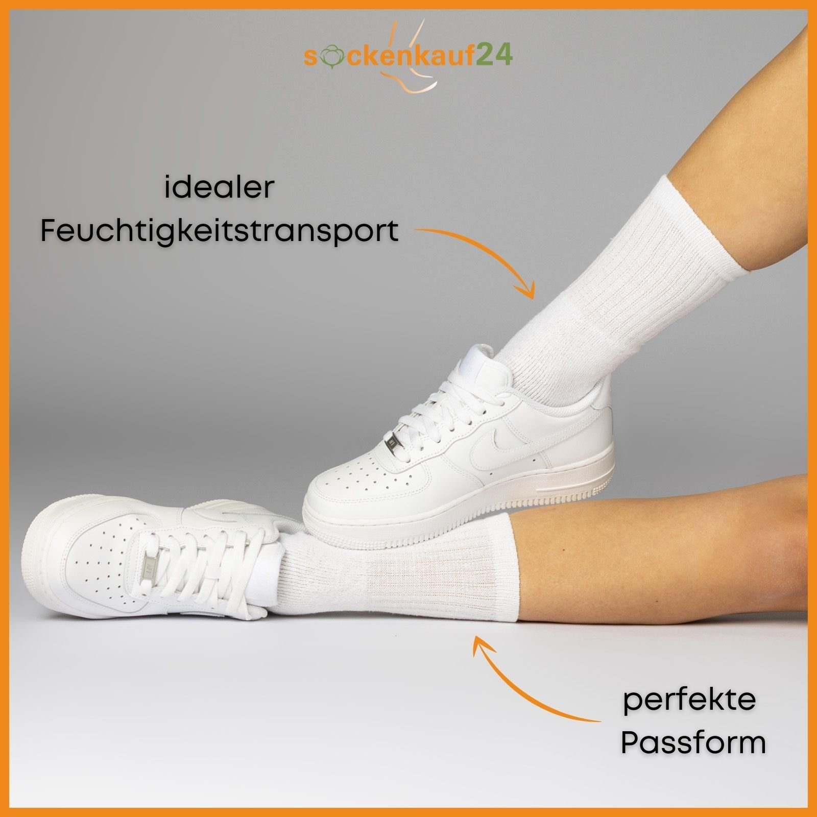 sockenkauf24 Tennissocken 10, 20, 30 Paar Sportsocken Arbeitssocken Herren & Damen (Weiß, 10-Paar, 35-38) Socken Baumwolle 10100