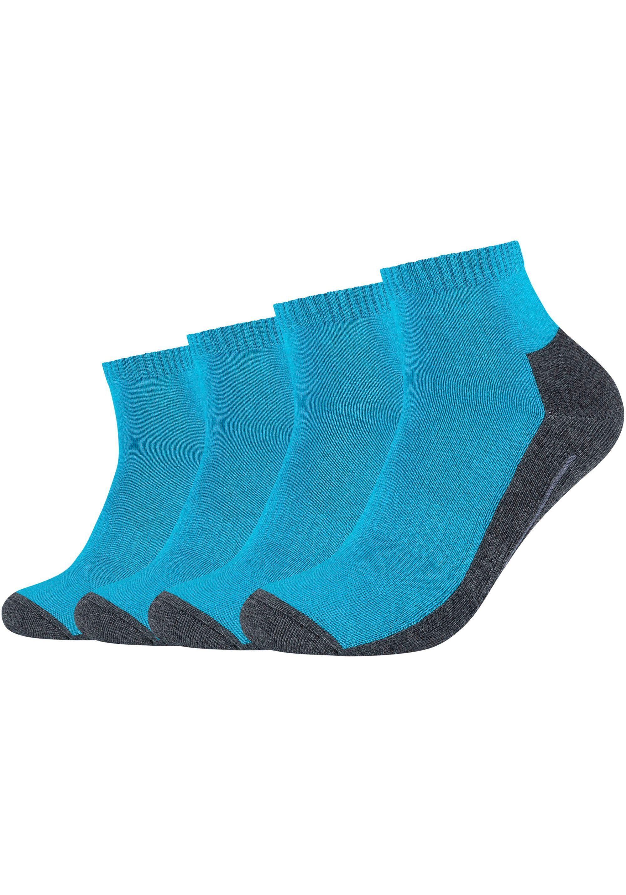 Camano Sportsocken (Packung, Feuchtigkeitsregulierend turquoise-grau 4-Paar)