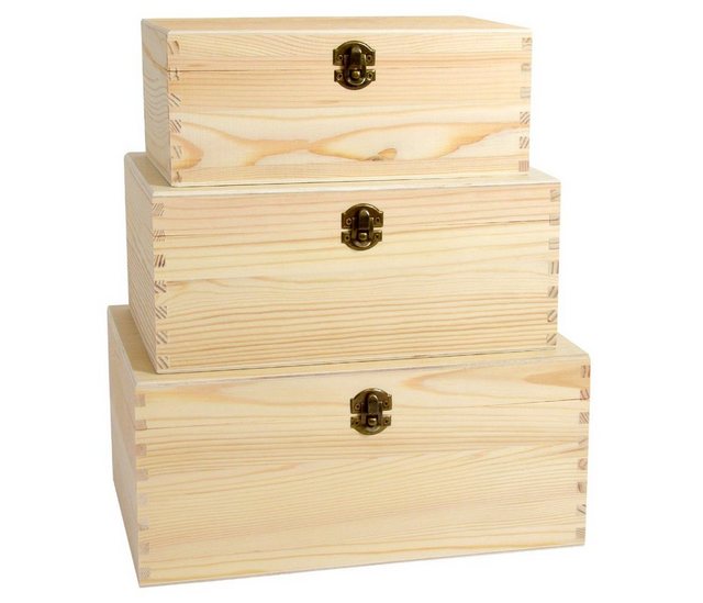 Alsino Kiste “Holzboxen – Set mit Deckel Holzkisten Aufbewahrungsboxen in verschiedenen Größen”