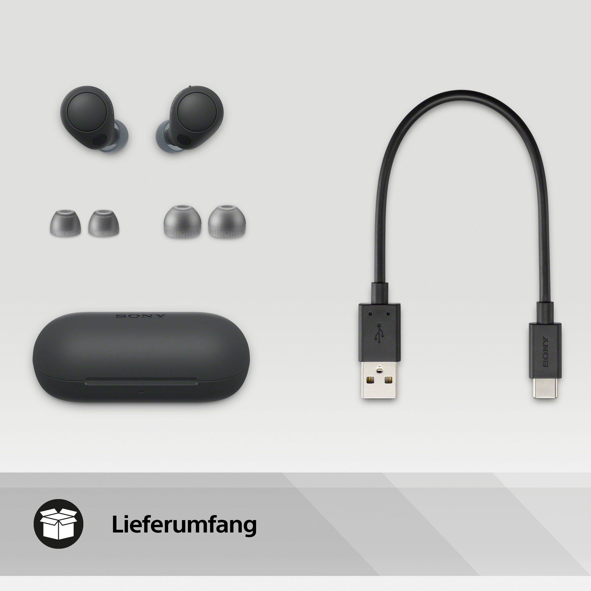 Sony WF-C700N In-Ear-Kopfhörer Akkulaufzeit, Gojischwarz Bluetooth, Connection) bis 20 Std. Multipoint (Noise-Cancelling