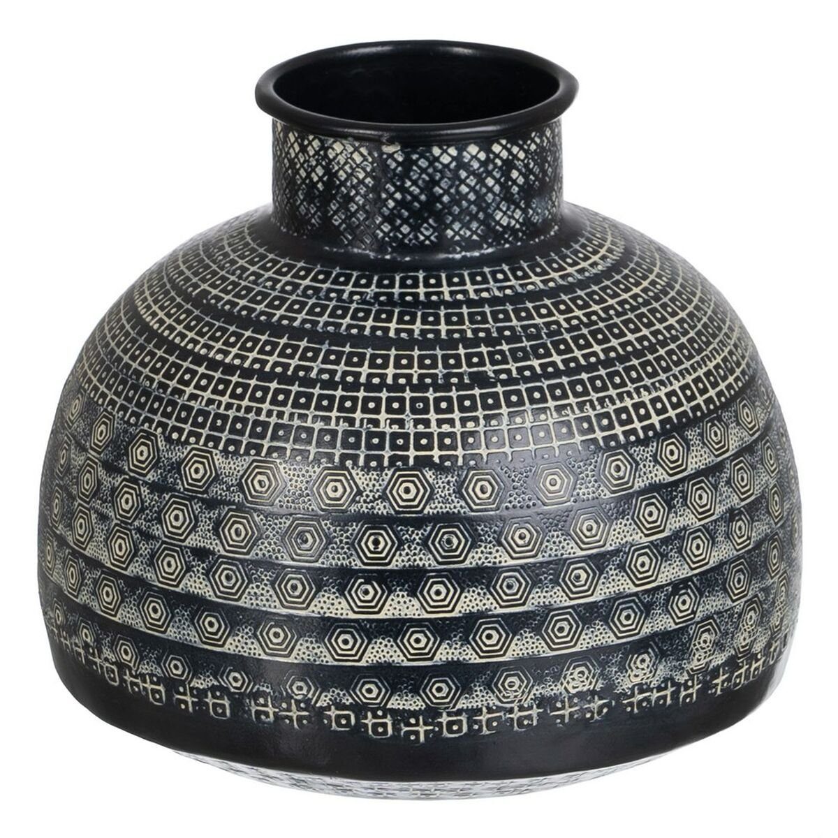 Bigbuy Dekovase Vase 20,5 x 20,5 x 18 cm Schwarz Aluminium