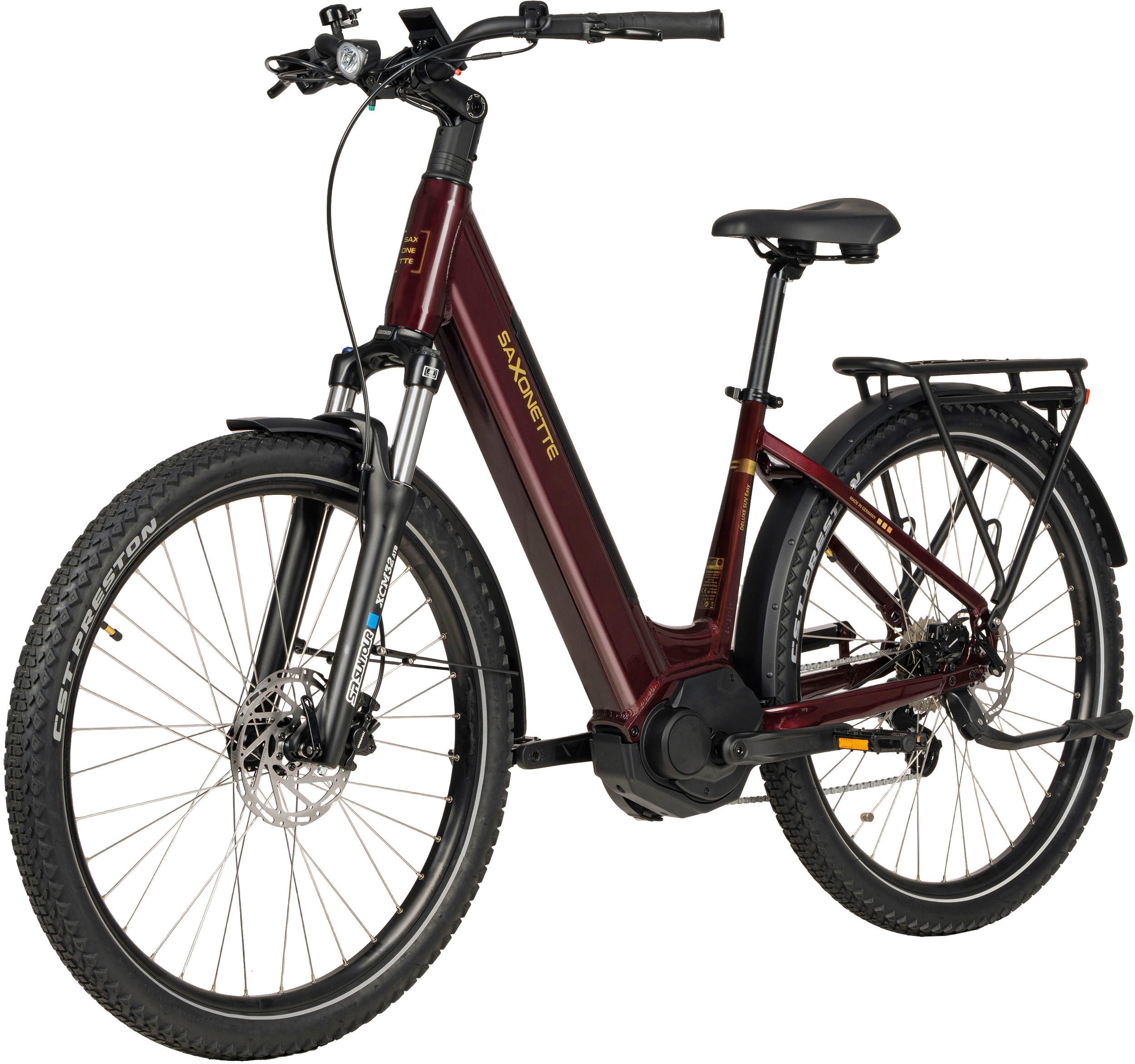 SAXONETTE E-Bike Trekkingrad SAXONETTE Trekkingrad Deluxe SUV easy (Wave), 8 Gang Shimano ALTUS-8 Gänge Schaltwerk, Kettenschaltung, Mittelmotor, 522 Wh, (Packung), (mit integr. Akku), Elektrofahrrad für Damen u. Herren