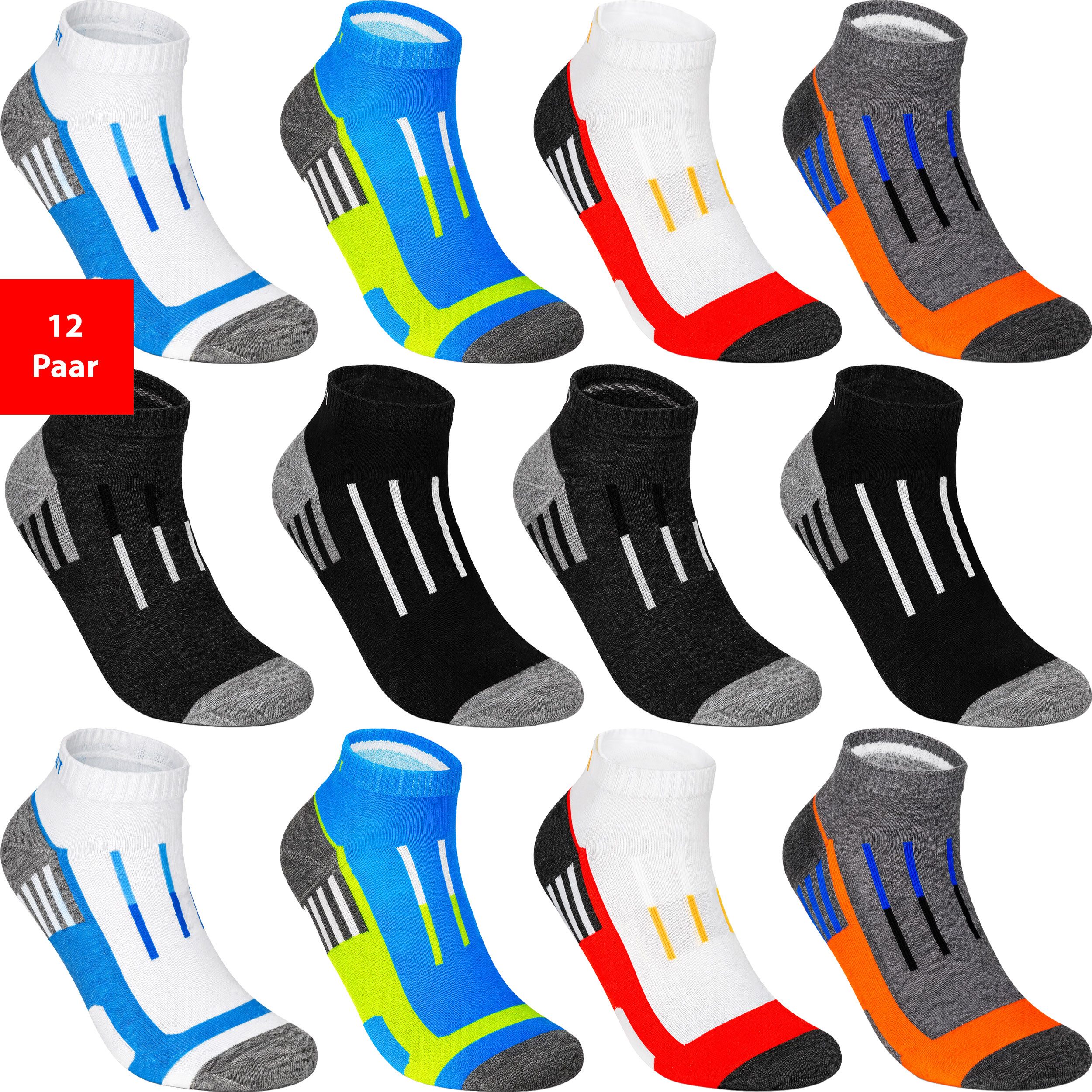 Freizeitsocken Sneakersocken Herren & Damen Kurz Baumwolle Sport Komfortbund